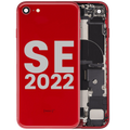 Back Cover/Frame with Charging Port Flex and Pre-installed Components for iPhone SE (2022) (Used OEM Part, Grade C) (Red)