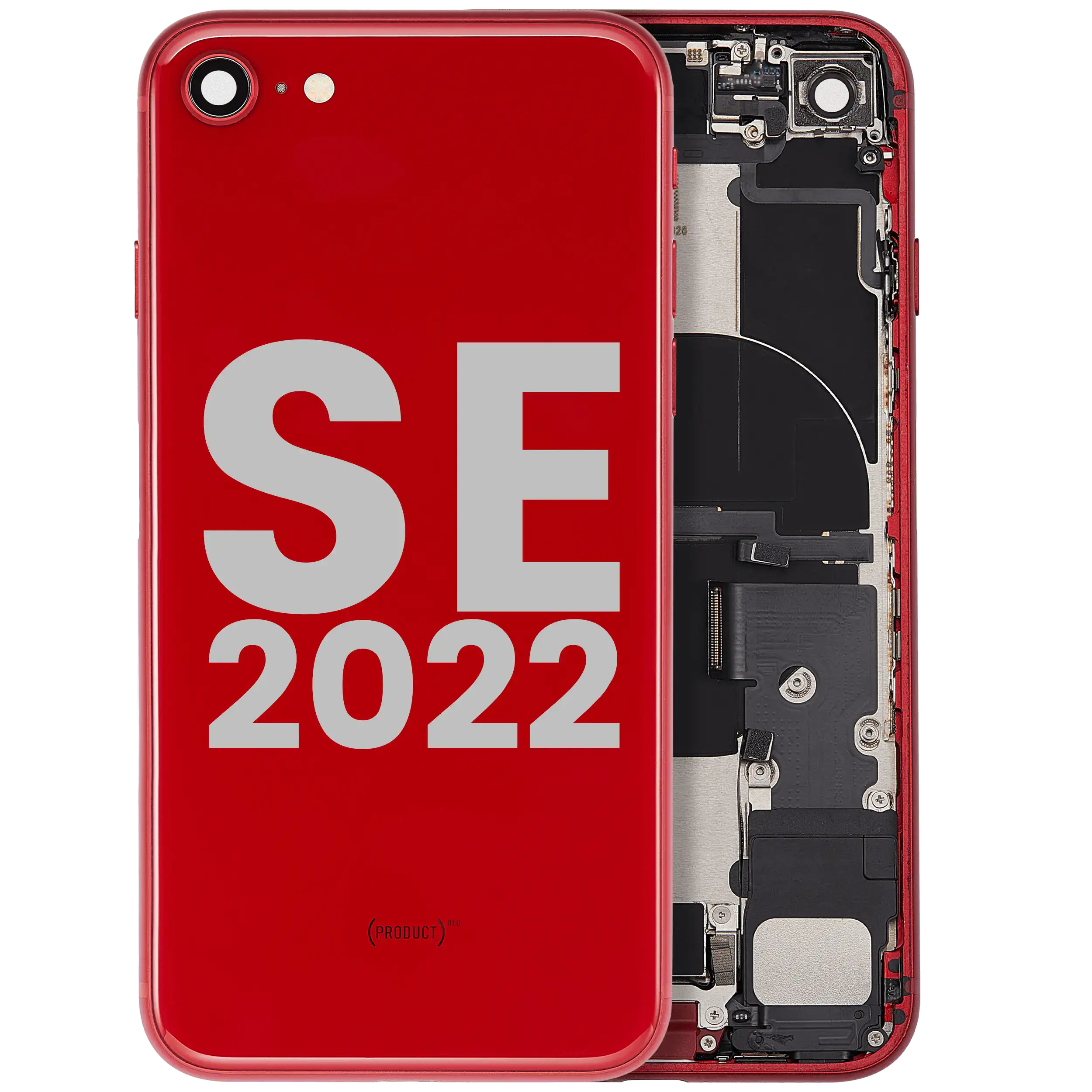 Backcover m. Rahmen + Ladebuchse-Flex für iPhone SE 2022 (OEM Pull C) Rot