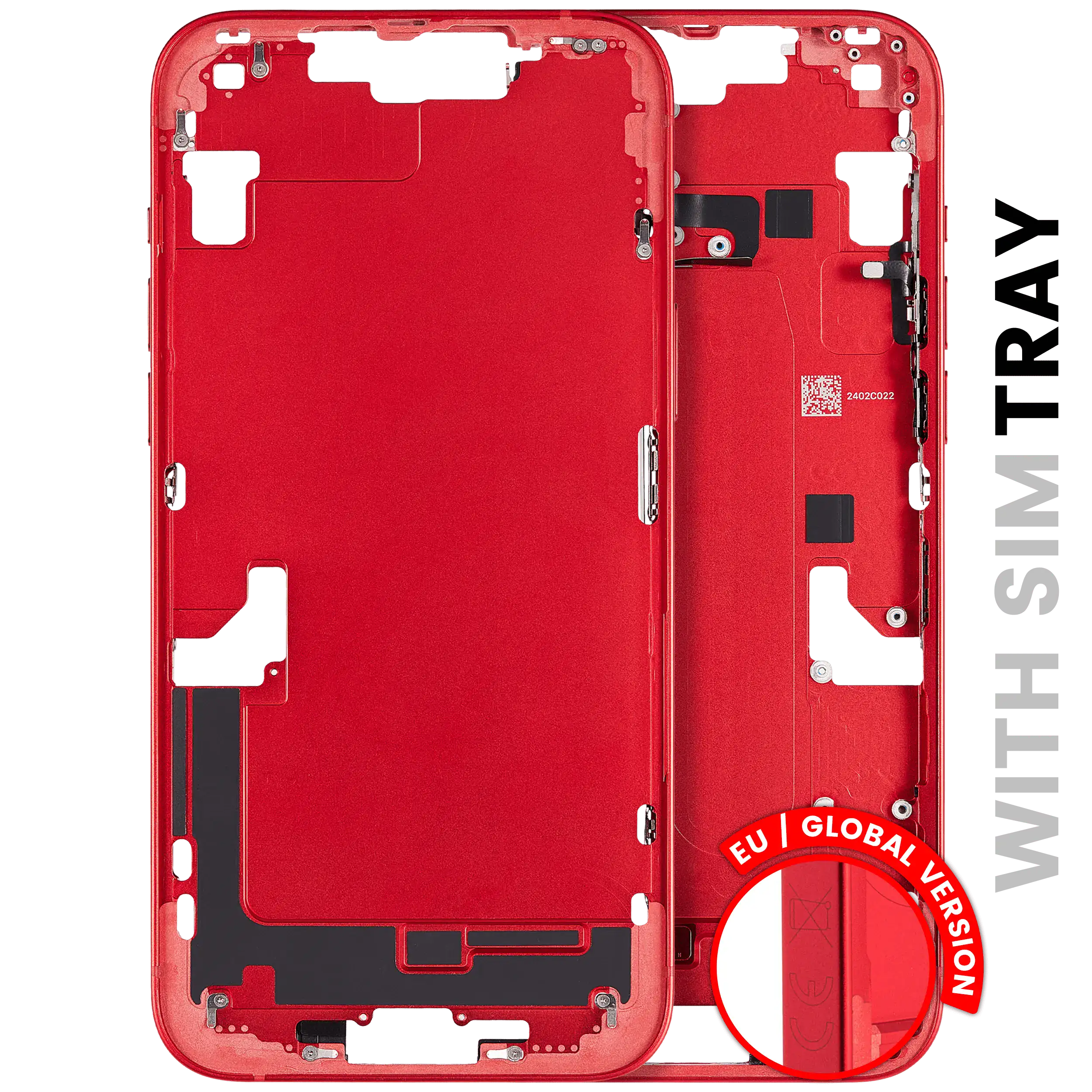Midframe/Frame with Small Parts for iPhone 14 Plus (EU/Global Version) (Used OEM, Quality C) (Red)
