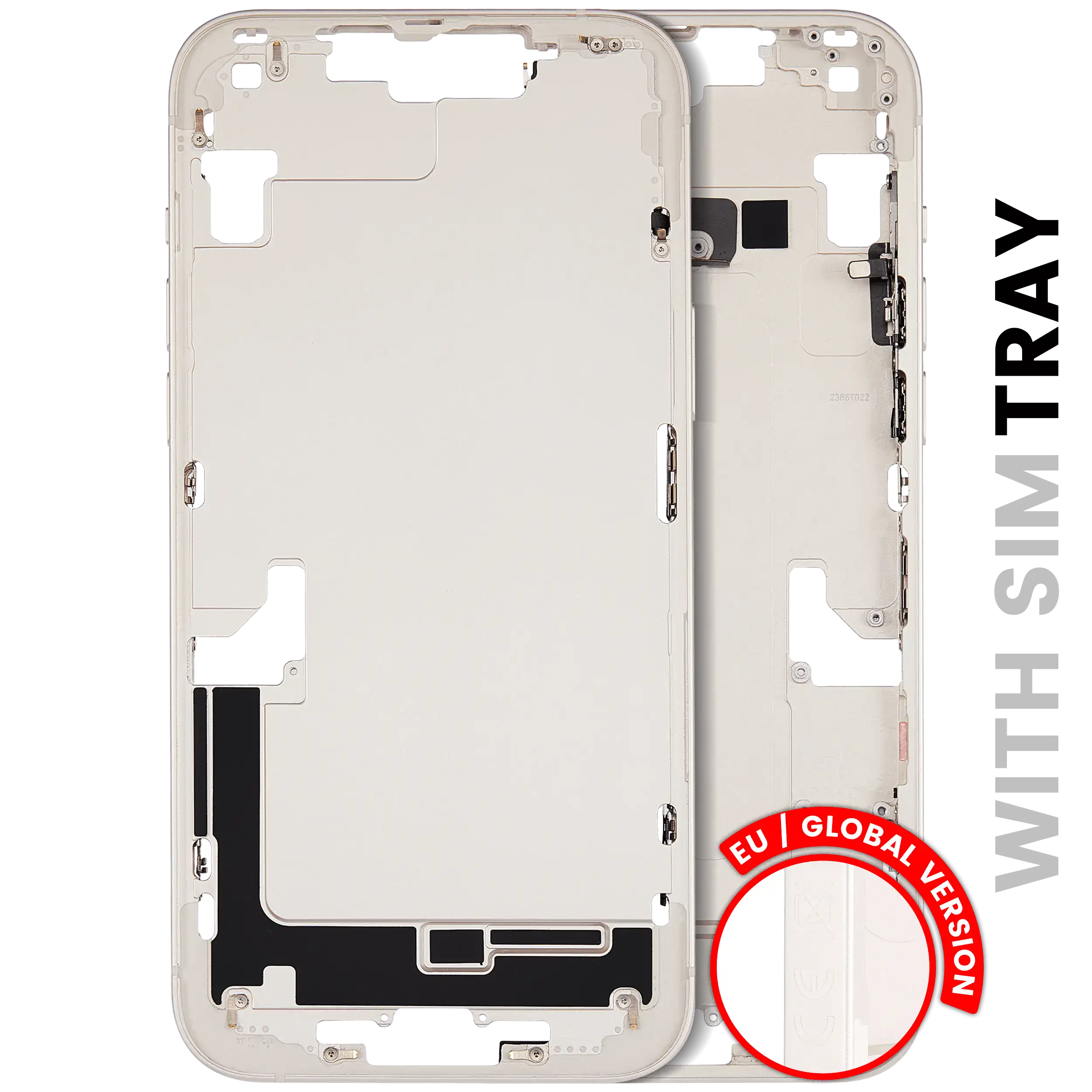 Midframe/Frame with Small Parts for iPhone 14 Plus (EU/Global Version) (Used OEM Pull, Quality B) (Starlight)