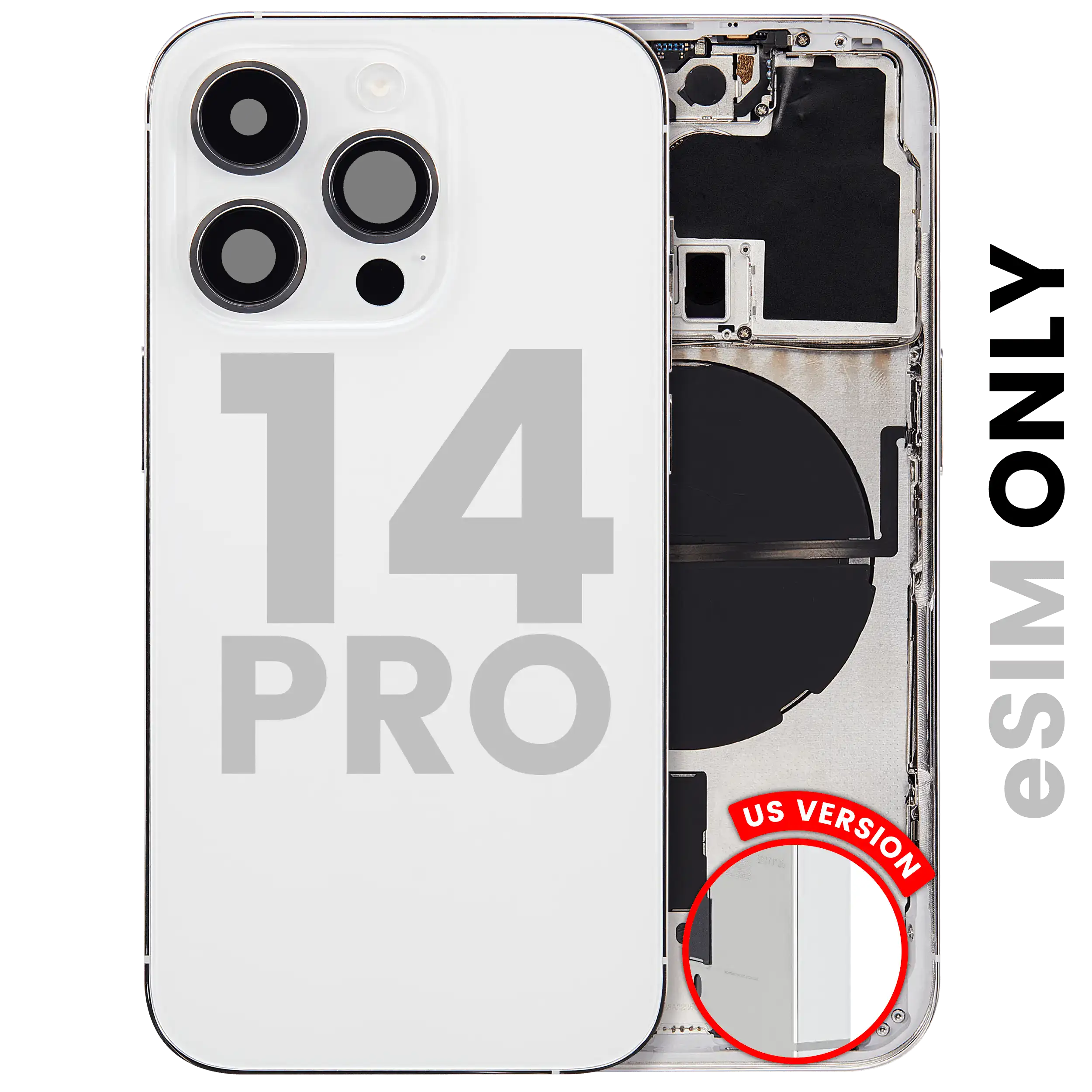 Rear Housing with Small Parts for iPhone 14 Pro (US Version) (Used OEM Pull, Grade B) (Silver)