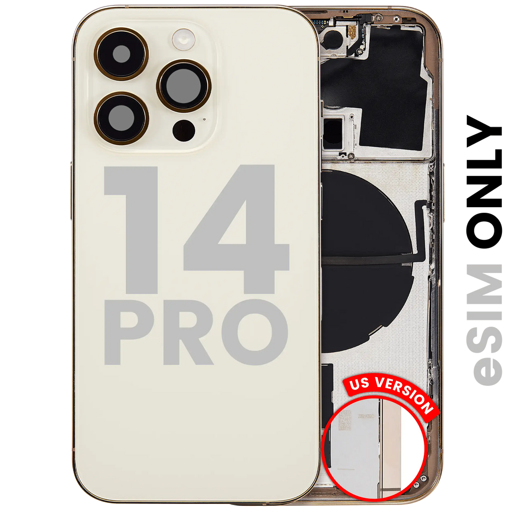 Back Cover/Frame with Small Components for iPhone 14 Pro (US Version) (Used OEM Pull, Grade B) (Gold)