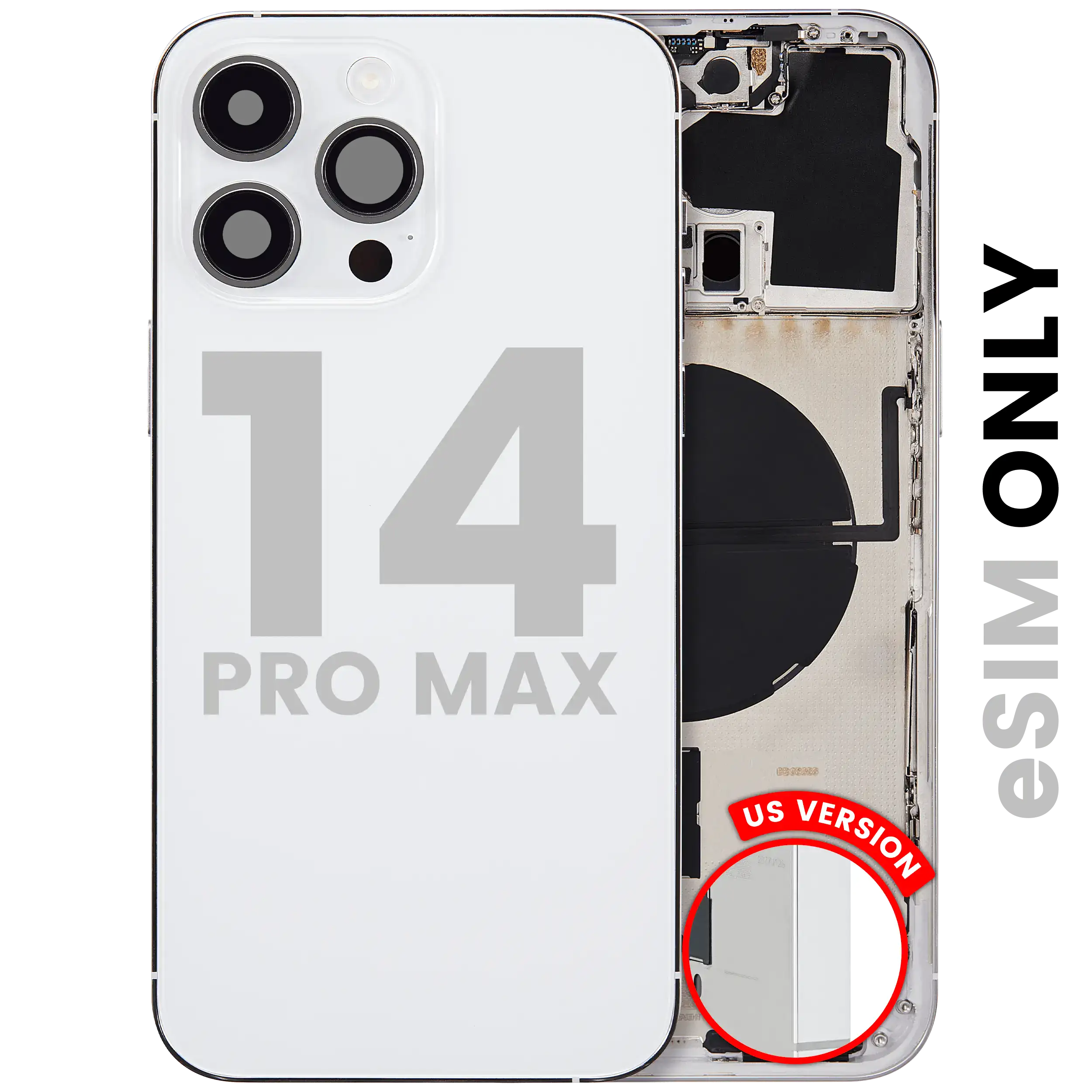 Back Cover with Small Parts for iPhone 14 Pro Max (US Version) (Used OEM Pull, Quality C) (Silver)