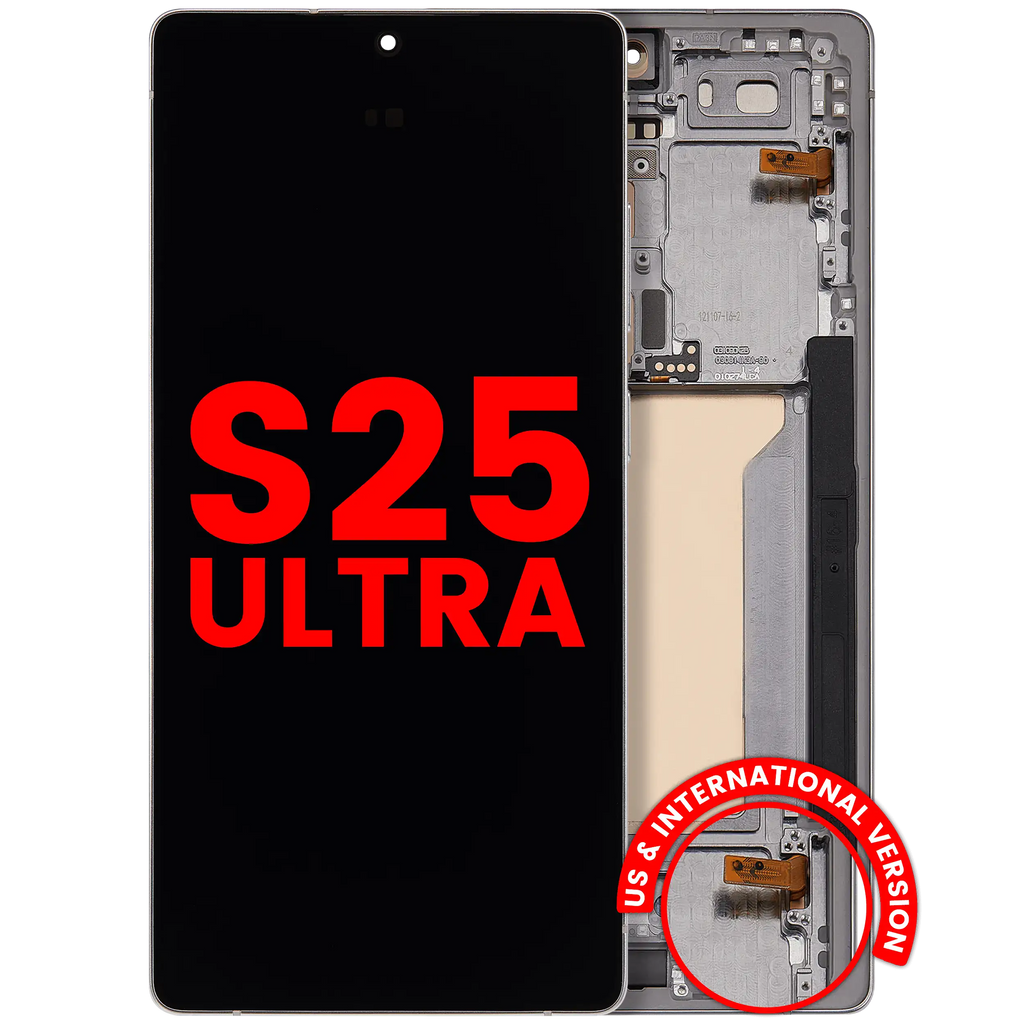 OLED Display with Frame for Samsung Galaxy S25 Ultra 5G (Aftermarket Plus) (US & International) (Titanium White Silver)