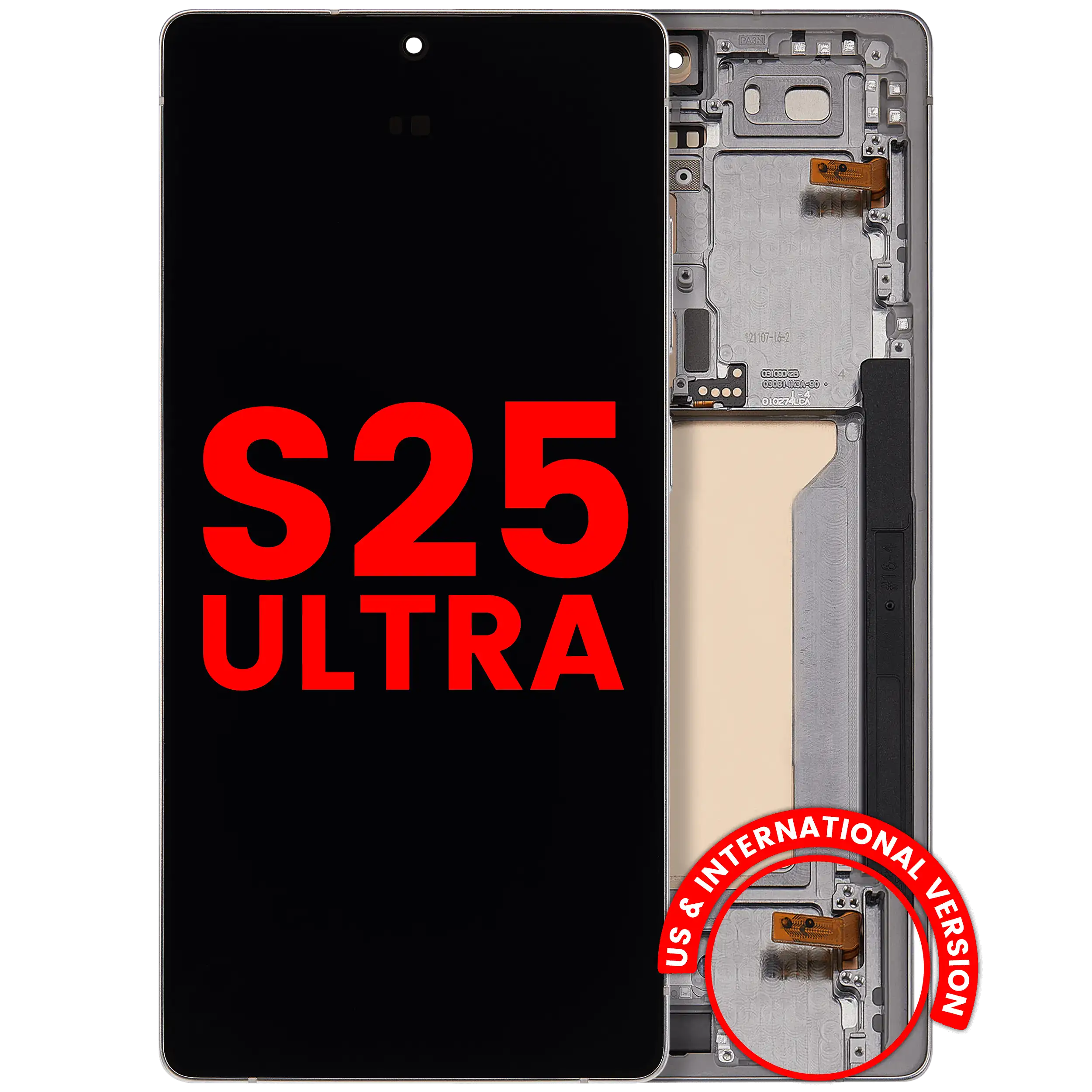 OLED Display with Frame for Samsung Galaxy S25 Ultra 5G (Aftermarket Plus) (US & International) (Titanium White Silver)