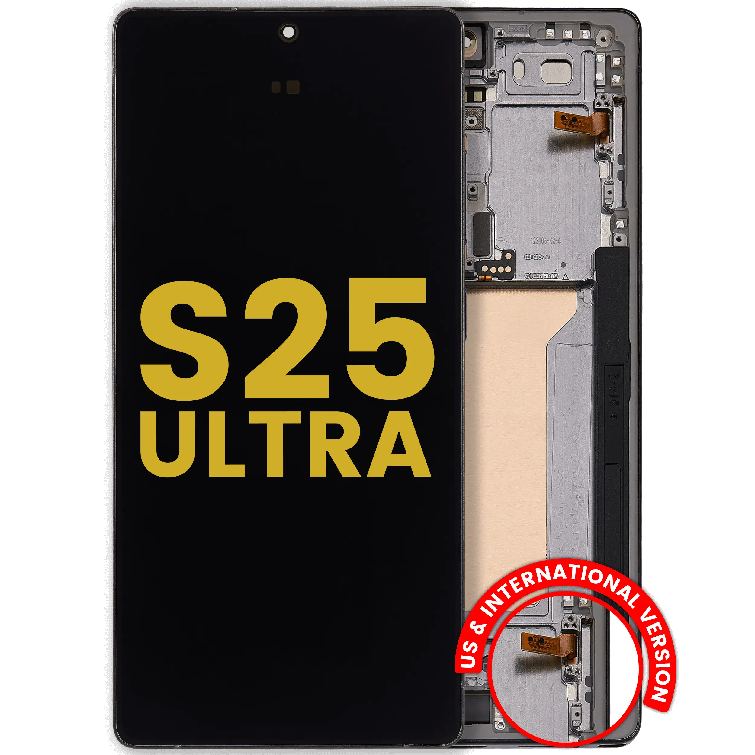 OLED Display with Frame for Samsung Galaxy S25 Ultra 5G, Refurbished, US & International, Titanium Jet Black