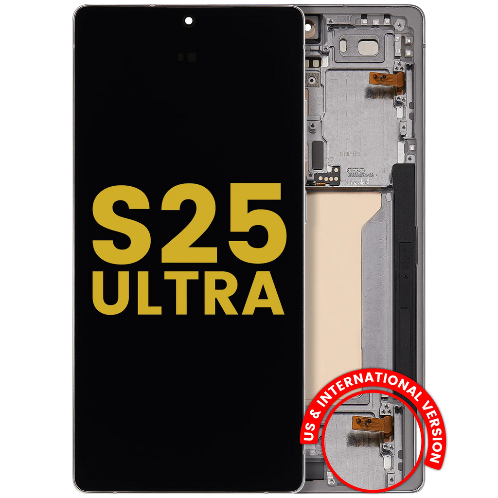 OLED Display with Frame for Samsung Galaxy S25 Ultra 5G (Refurbished) (US & International) (Titanium White Silver)