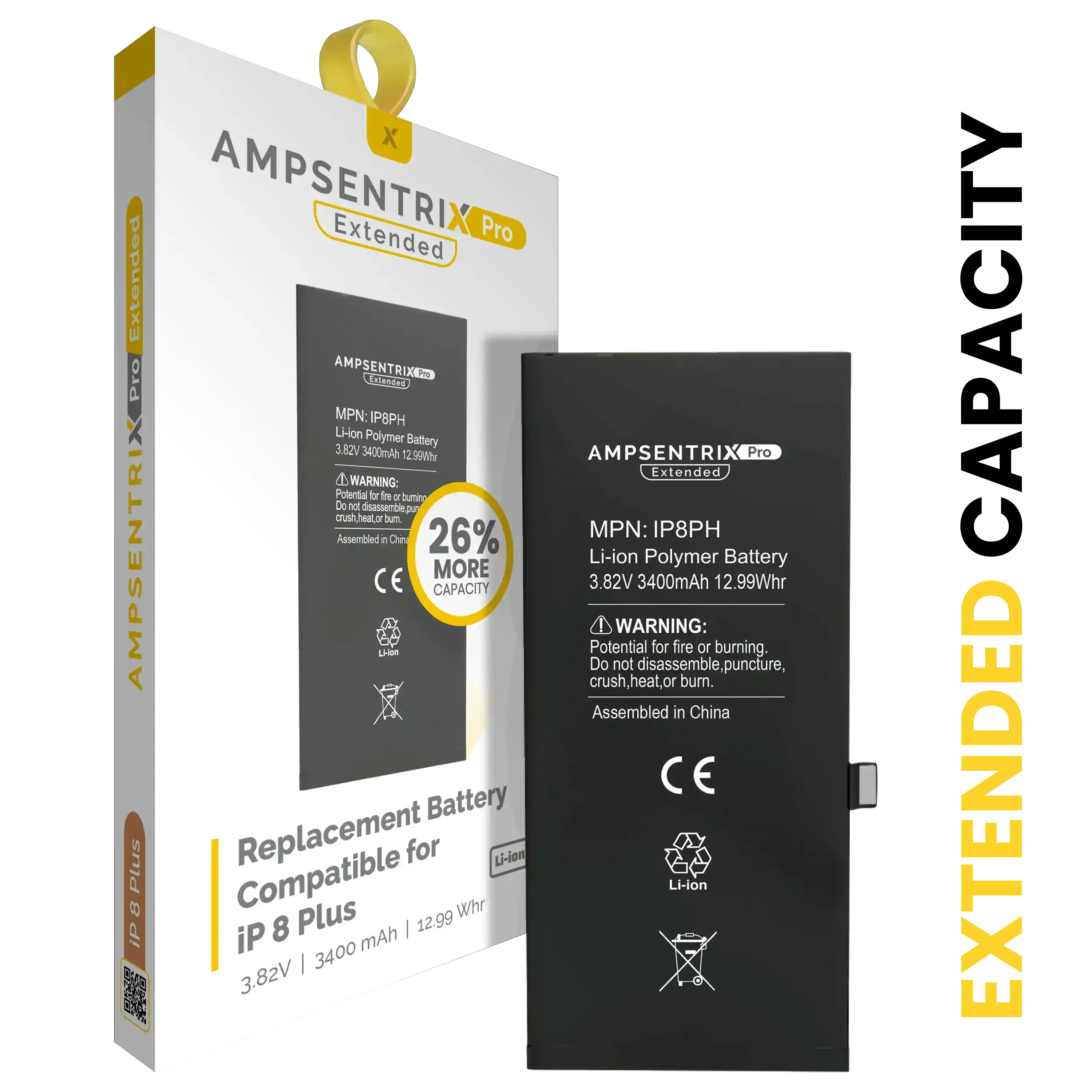 Replacement Battery for iPhone 8 Plus (AmpSentrix Pro Extended)