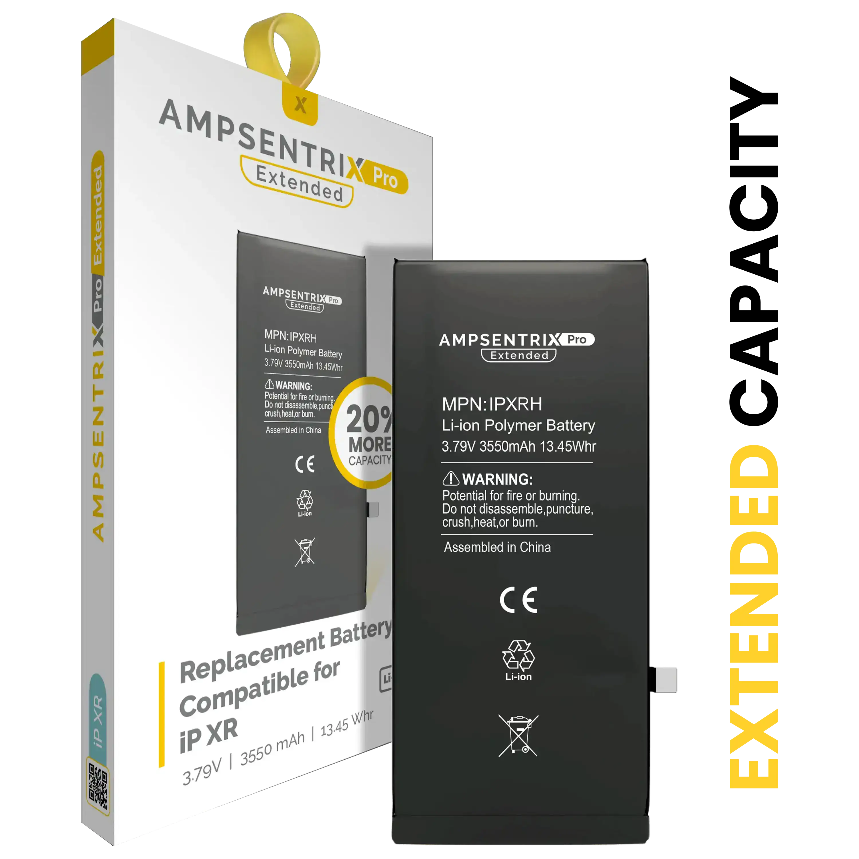 Ersatzbatterie für iPhone XR (AmpSentrix Pro Extended)
