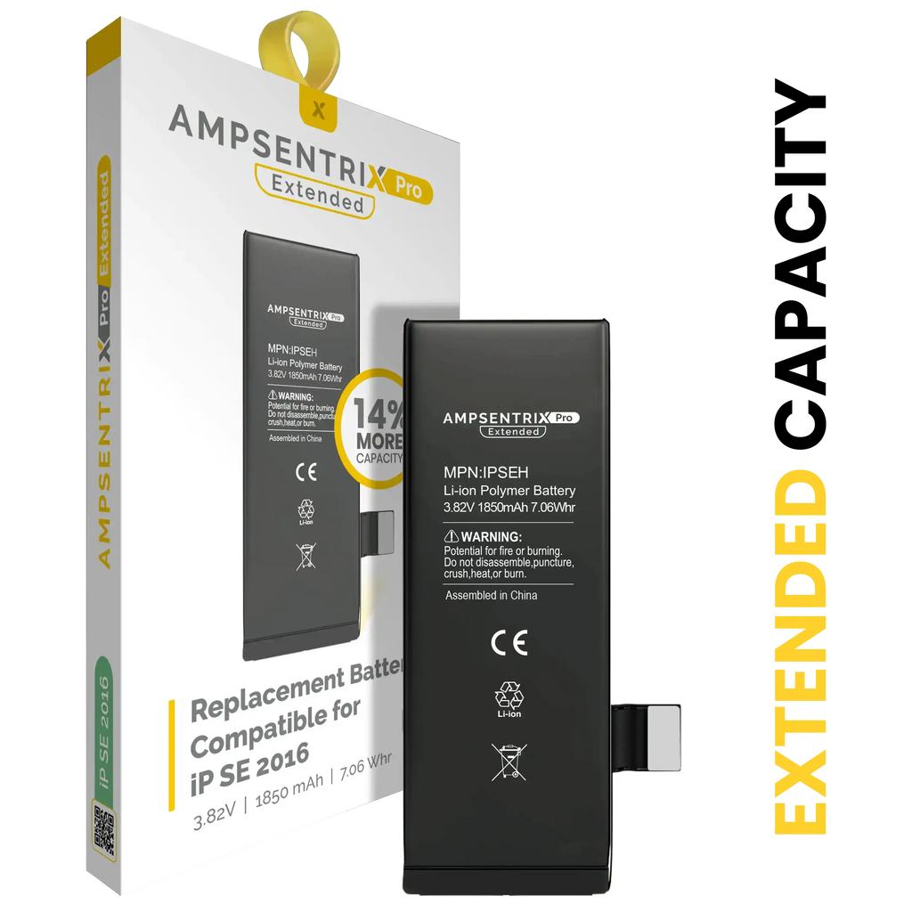 Replacement battery for iPhone SE (2016) (AmpSentrix Pro Extended)