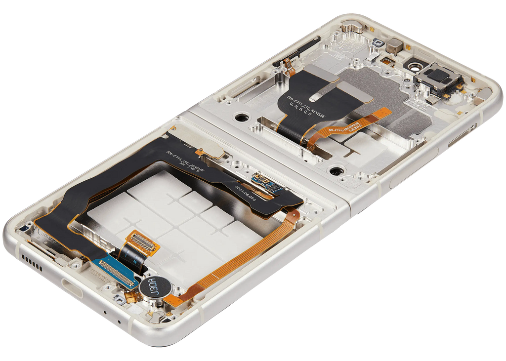 Inner OLED-Display mit Rahmen Compatible für Samsung Galaxy Z Flip 3 5G (F711) (US & International) (Aftermarket Plus) (Cream)