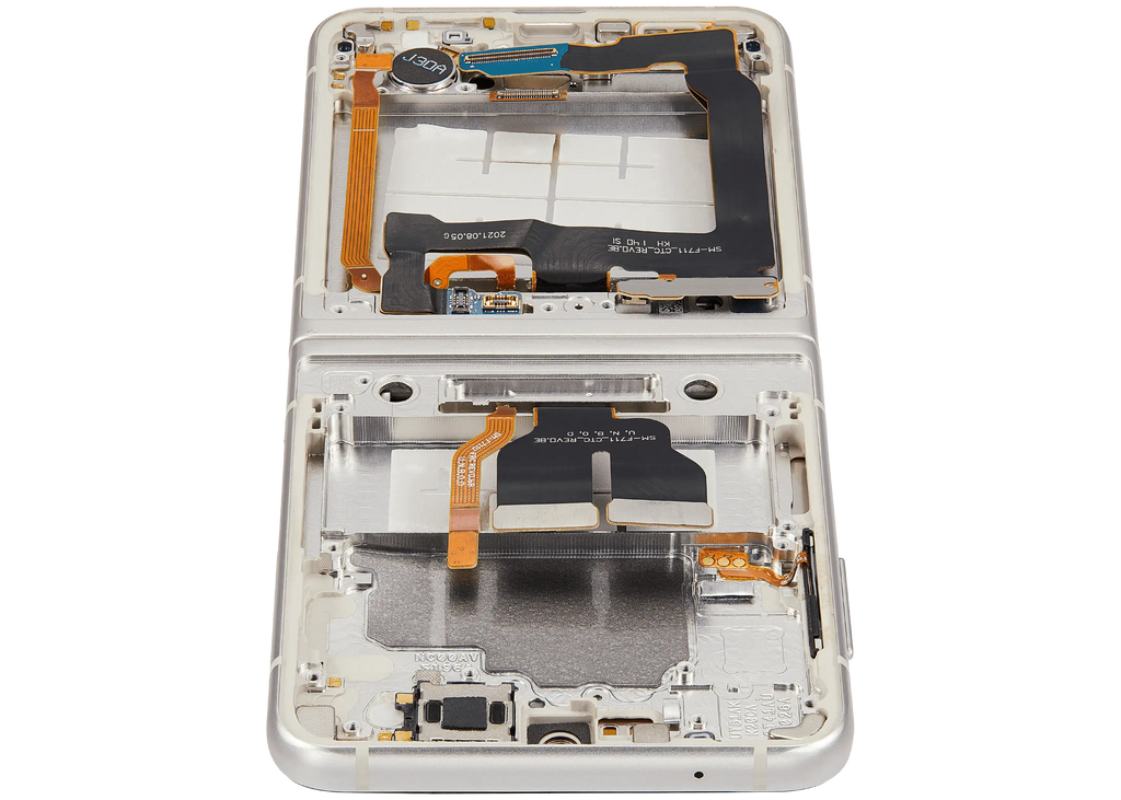 Inner OLED-Display mit Rahmen Compatible für Samsung Galaxy Z Flip 3 5G (F711) (US & International) (Aftermarket Plus) (Cream)