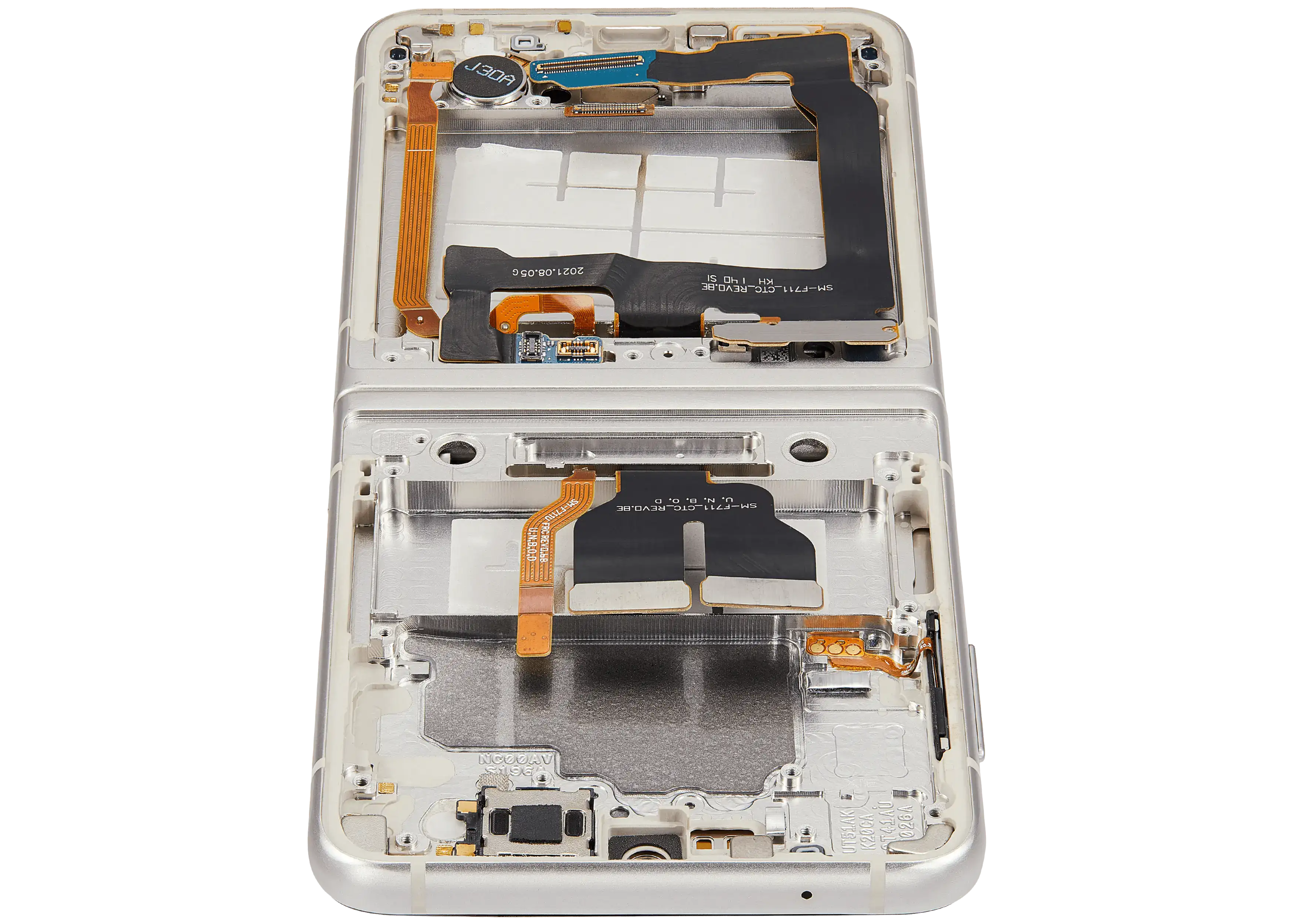 Inner OLED-Display mit Rahmen Compatible für Samsung Galaxy Z Flip 3 5G (F711) (US & International) (Aftermarket Plus) (Cream)