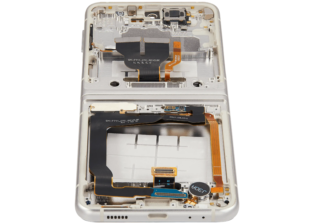 Inner OLED-Display mit Rahmen Compatible für Samsung Galaxy Z Flip 3 5G (F711) (US & International) (Aftermarket Plus) (Cream)