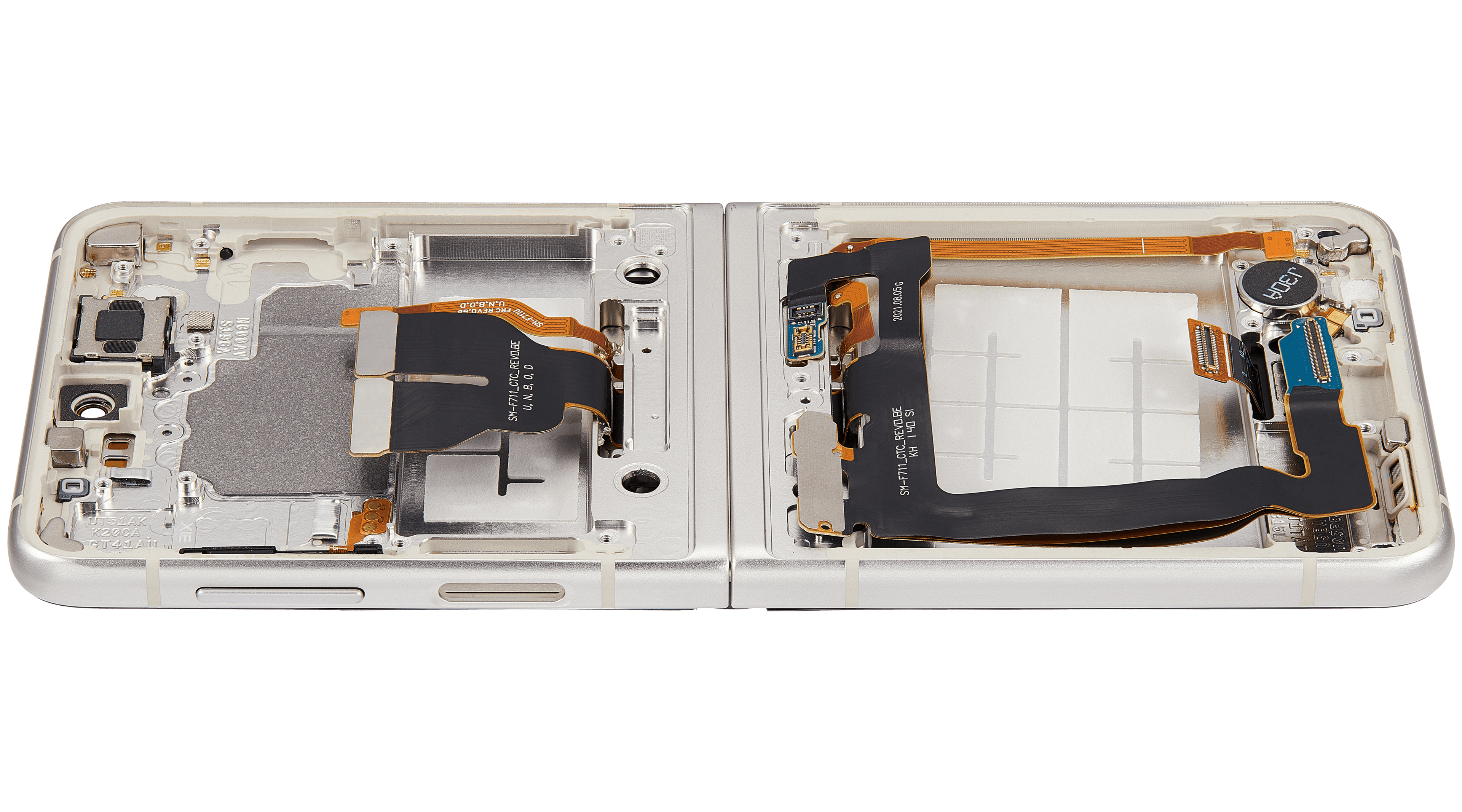 Inner OLED-Display mit Rahmen Compatible für Samsung Galaxy Z Flip 3 5G (F711) (US & International) (Aftermarket Plus) (Cream)