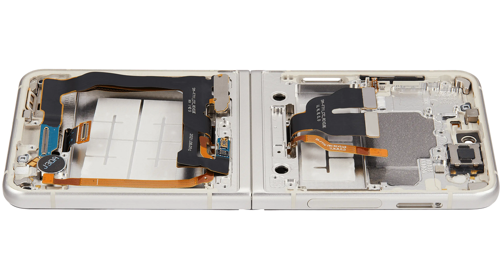 Inner OLED-Display mit Rahmen Compatible für Samsung Galaxy Z Flip 3 5G (F711) (US & International) (Aftermarket Plus) (Cream)