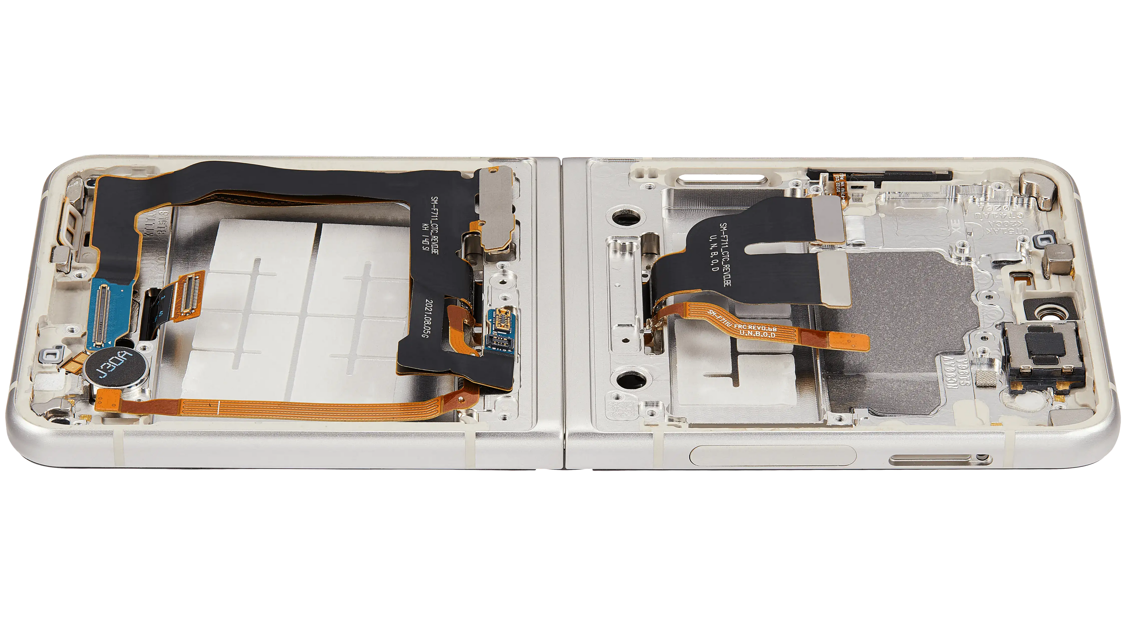 Inner OLED-Display mit Rahmen Compatible für Samsung Galaxy Z Flip 3 5G (F711) (US & International) (Aftermarket Plus) (Cream)