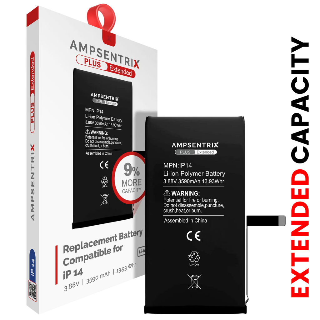 Replacement Battery for iPhone 14 (AmpSentrix Plus Extended)