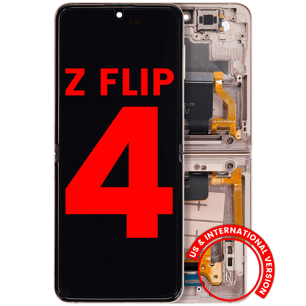 OLED-Display mit Rahmen für Samsung Galaxy Z Flip 4 5G Pink Gold Aftermarket Plu