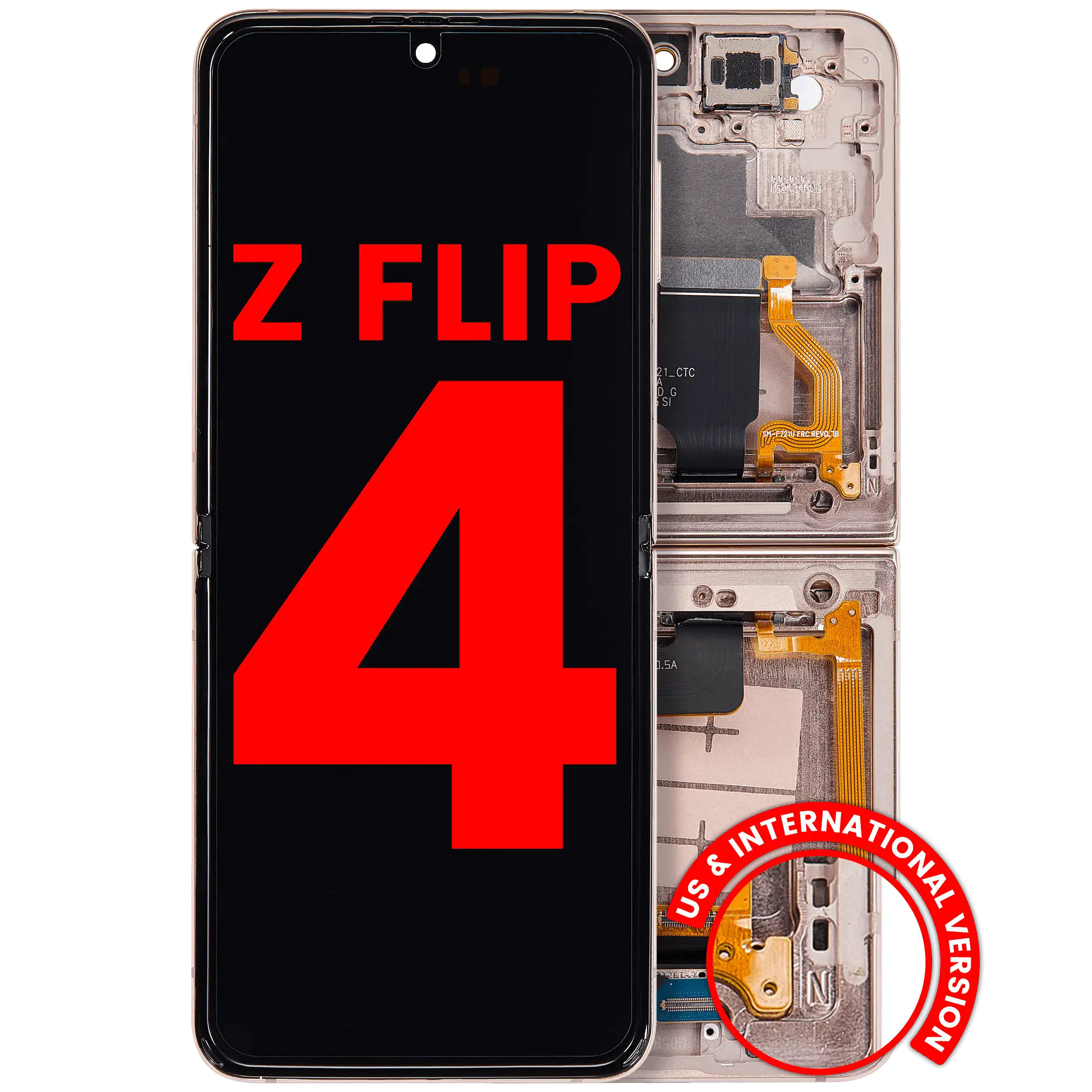 OLED-Display mit Rahmen für Samsung Galaxy Z Flip 4 5G Pink Gold Aftermarket Plu