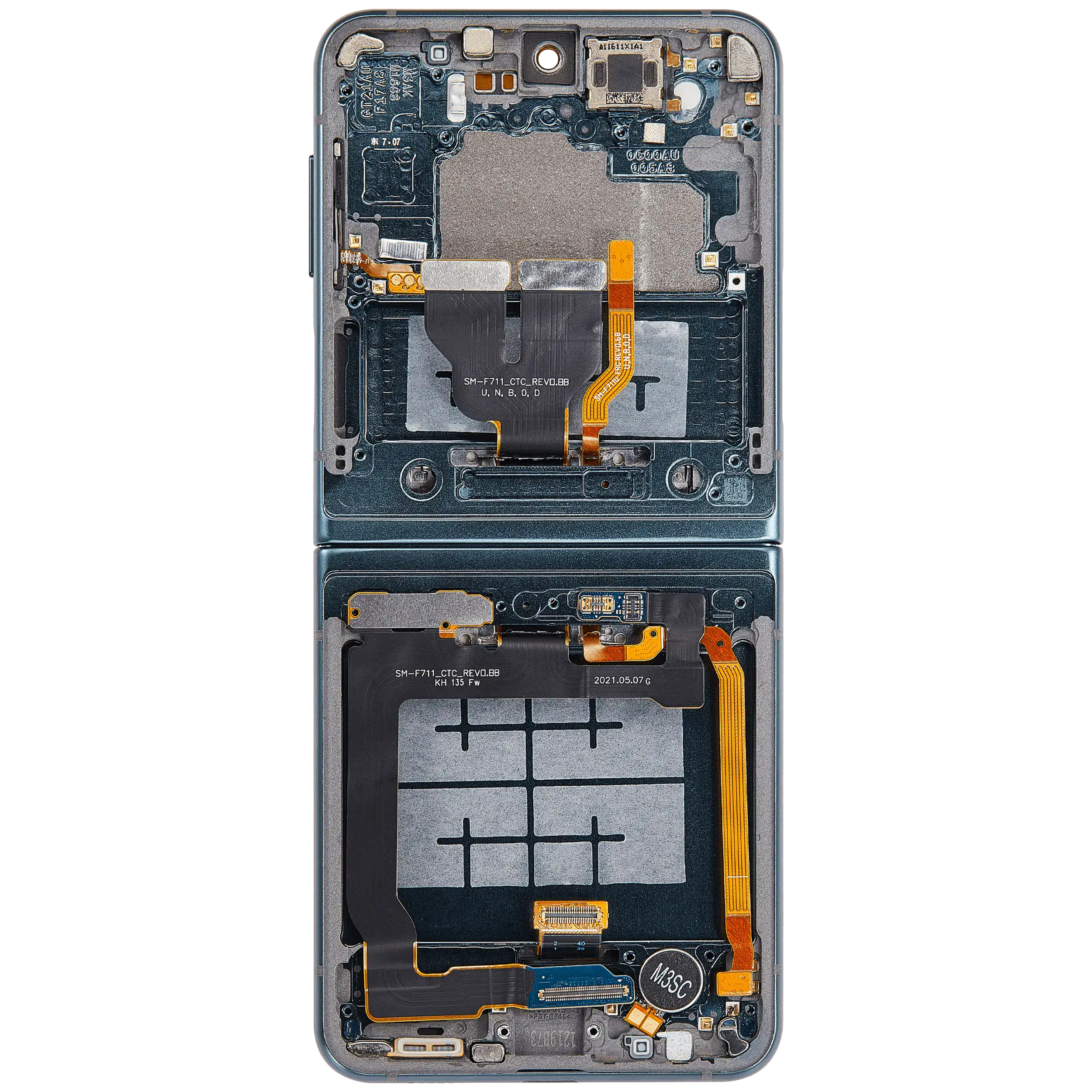 Inner OLED-Display mit Rahmen Compatible für Samsung Galaxy Z Flip 3 5G (F711) (US & International) (Aftermarket Plus) (Grün)