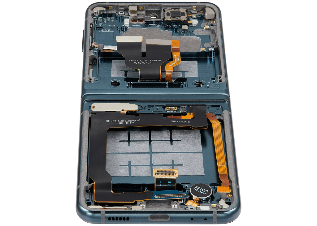 Inner OLED-Display mit Rahmen Compatible für Samsung Galaxy Z Flip 3 5G (F711) (US & International) (Aftermarket Plus) (Grün)