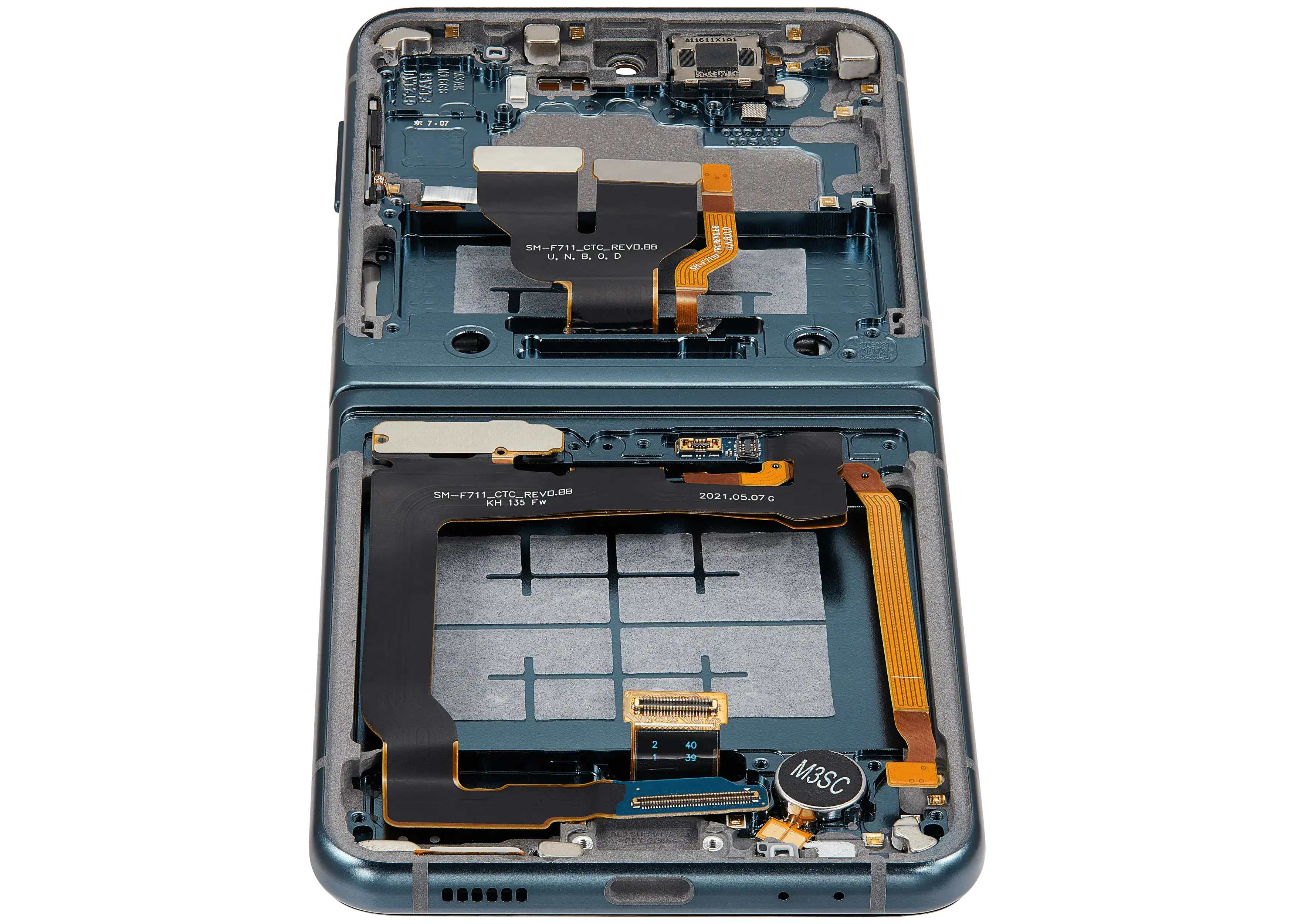 Inner OLED-Display mit Rahmen Compatible für Samsung Galaxy Z Flip 3 5G (F711) (US & International) (Aftermarket Plus) (Grün)