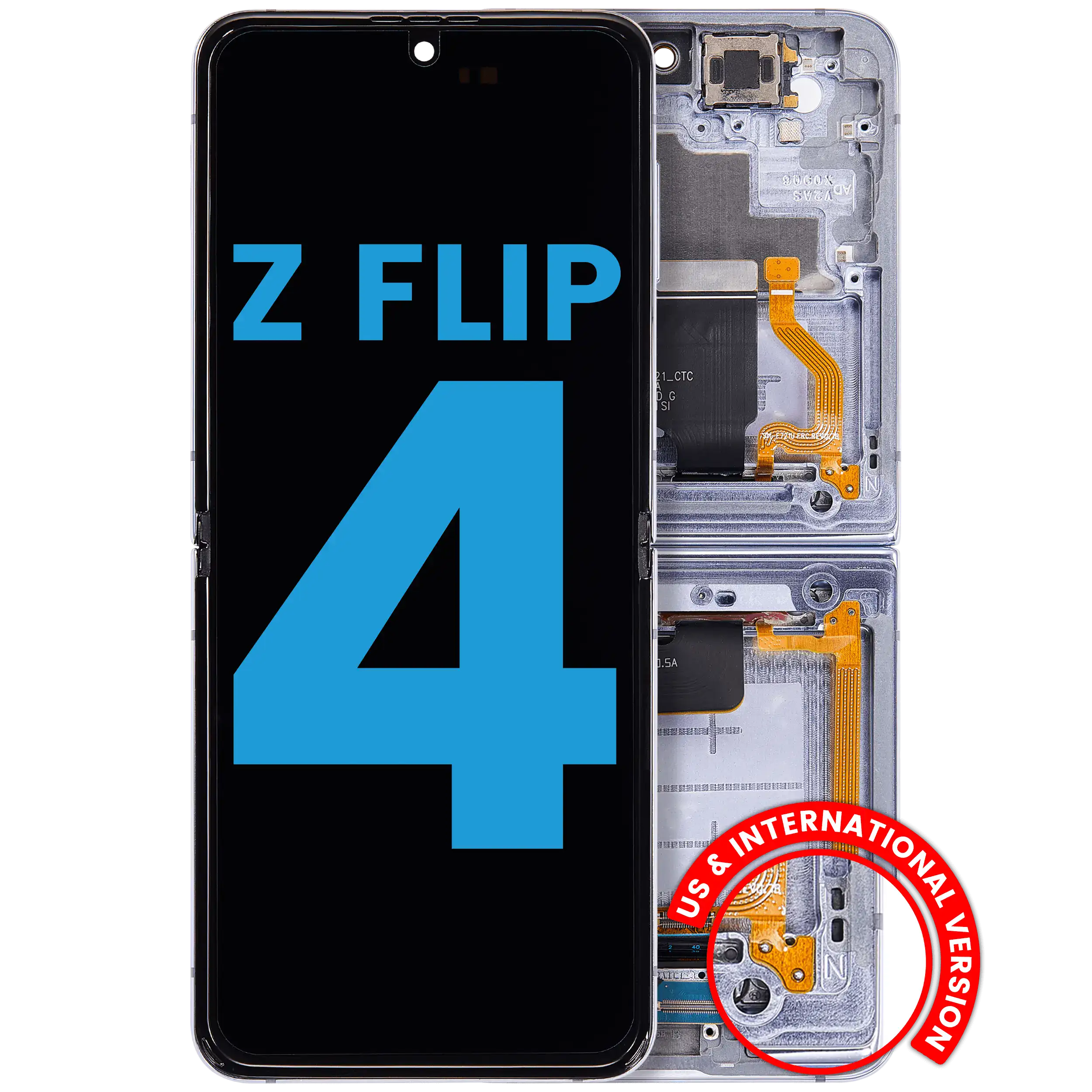 Innen OLED-Display mit Rahmen für Samsung Galaxy Z Flip 4 5G Blau Aftermarket