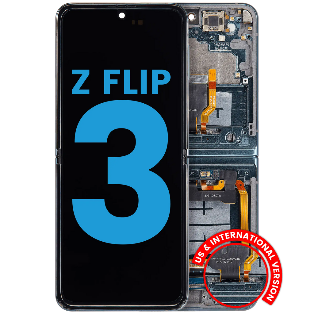 Inner OLED-Display mit Rahmen Compatible für Samsung Galaxy Z Flip 3 5G (F711) (US & International) (Aftermarket) (Grün)