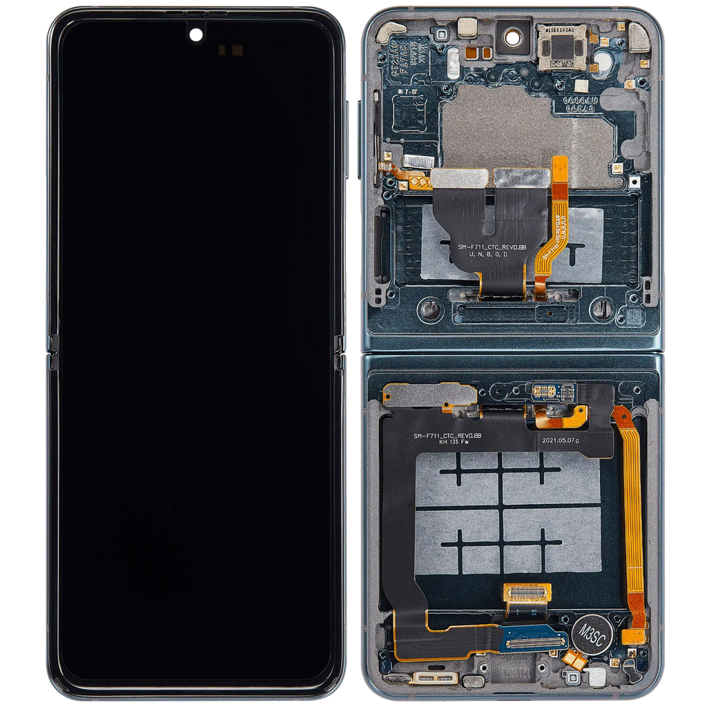 Inner OLED-Display mit Rahmen Compatible für Samsung Galaxy Z Flip 3 5G (F711) (US & International) (Aftermarket) (Grün)