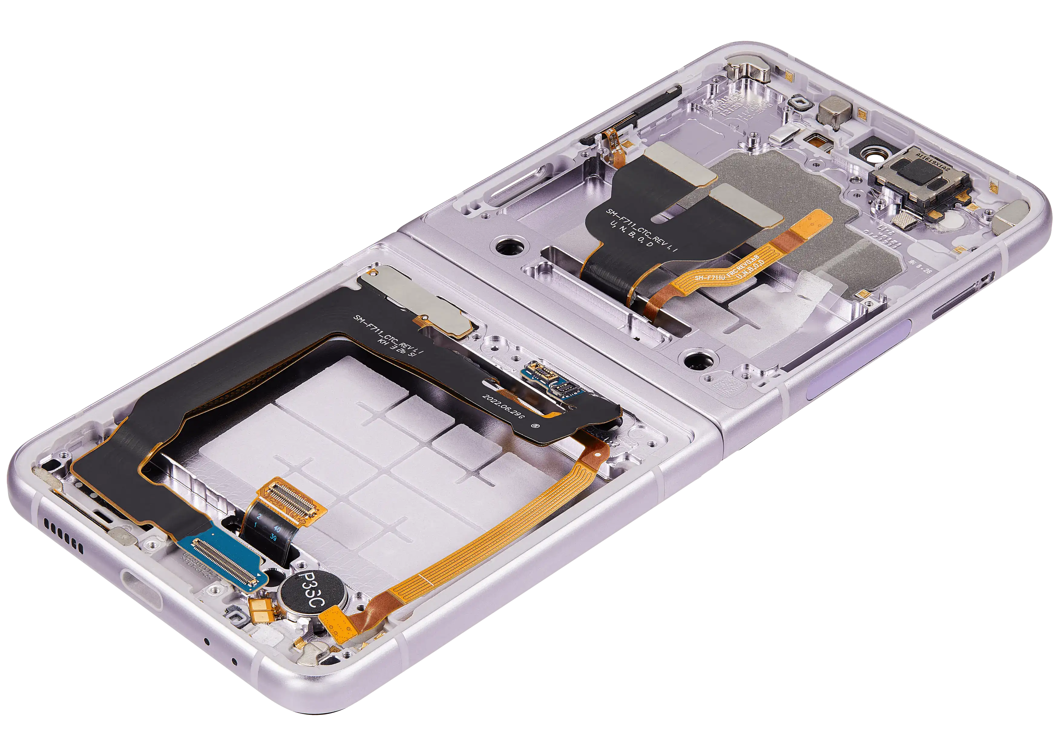 Inner OLED-Display mit Rahmen Compatible für Samsung Galaxy Z Flip 3 5G (F711) (US & International) (Aftermarket) (Lavender)