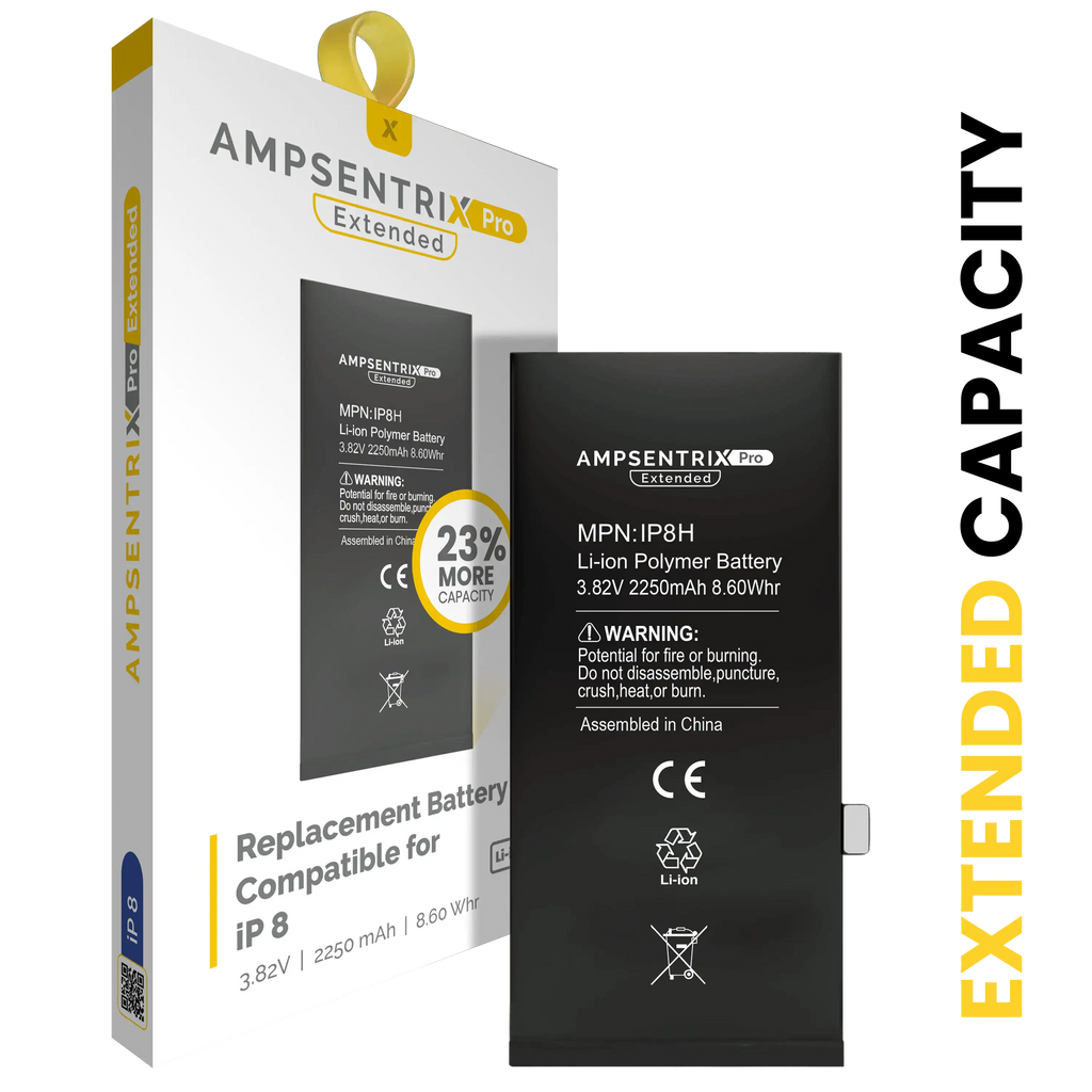 Replacement battery for iPhone 8 (AmpSentrix Pro Extended)