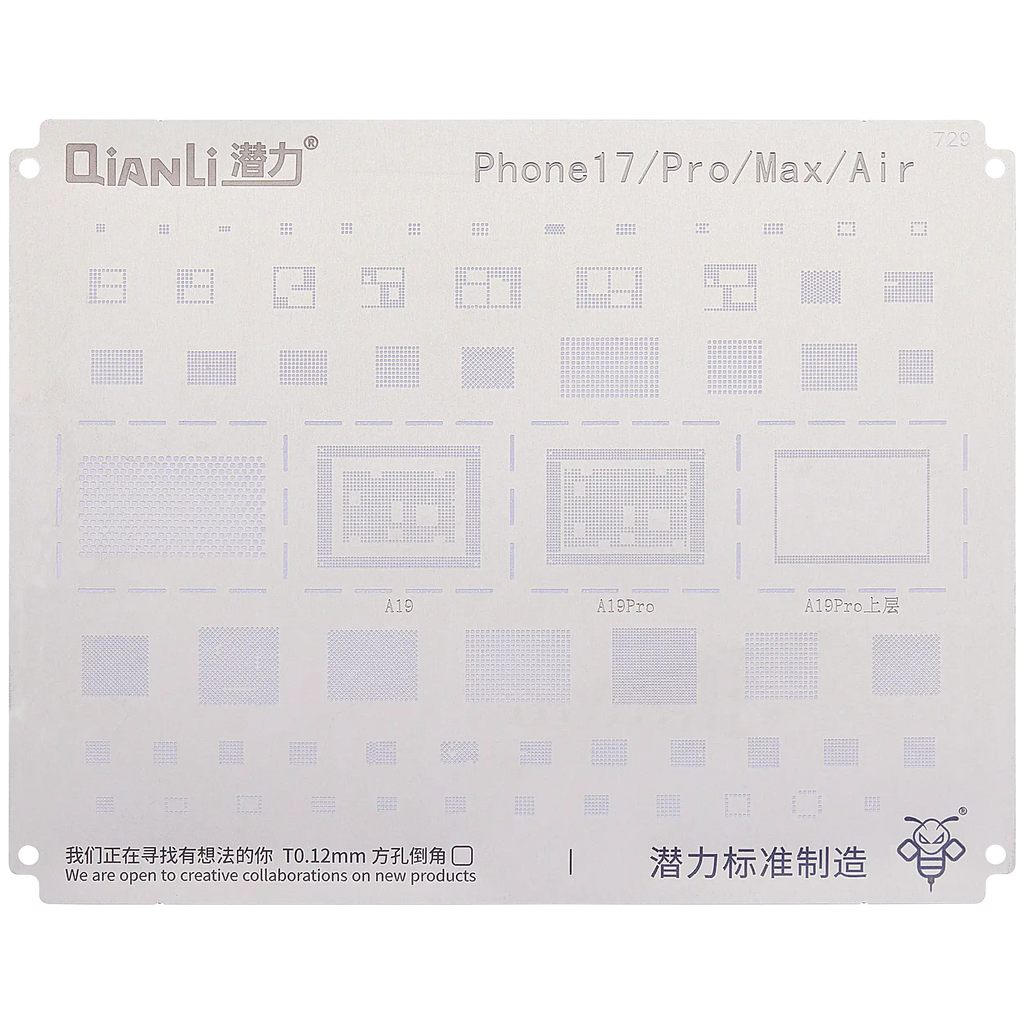 Bumblebee Stencil (QS729) for iPhone 17 / 17 Pro / 17 Pro Max / Air (Qianli)