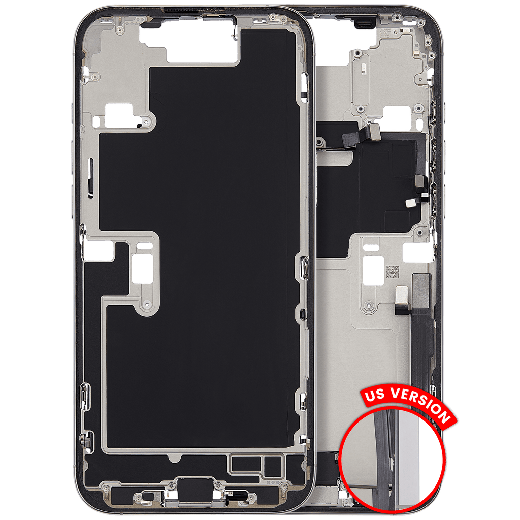 Midframe/Housing with Charging Port Flex and Small Parts for iPhone 16 Pro Max (US Version) (Used OEM Pull, C Quality) (White Titanium)