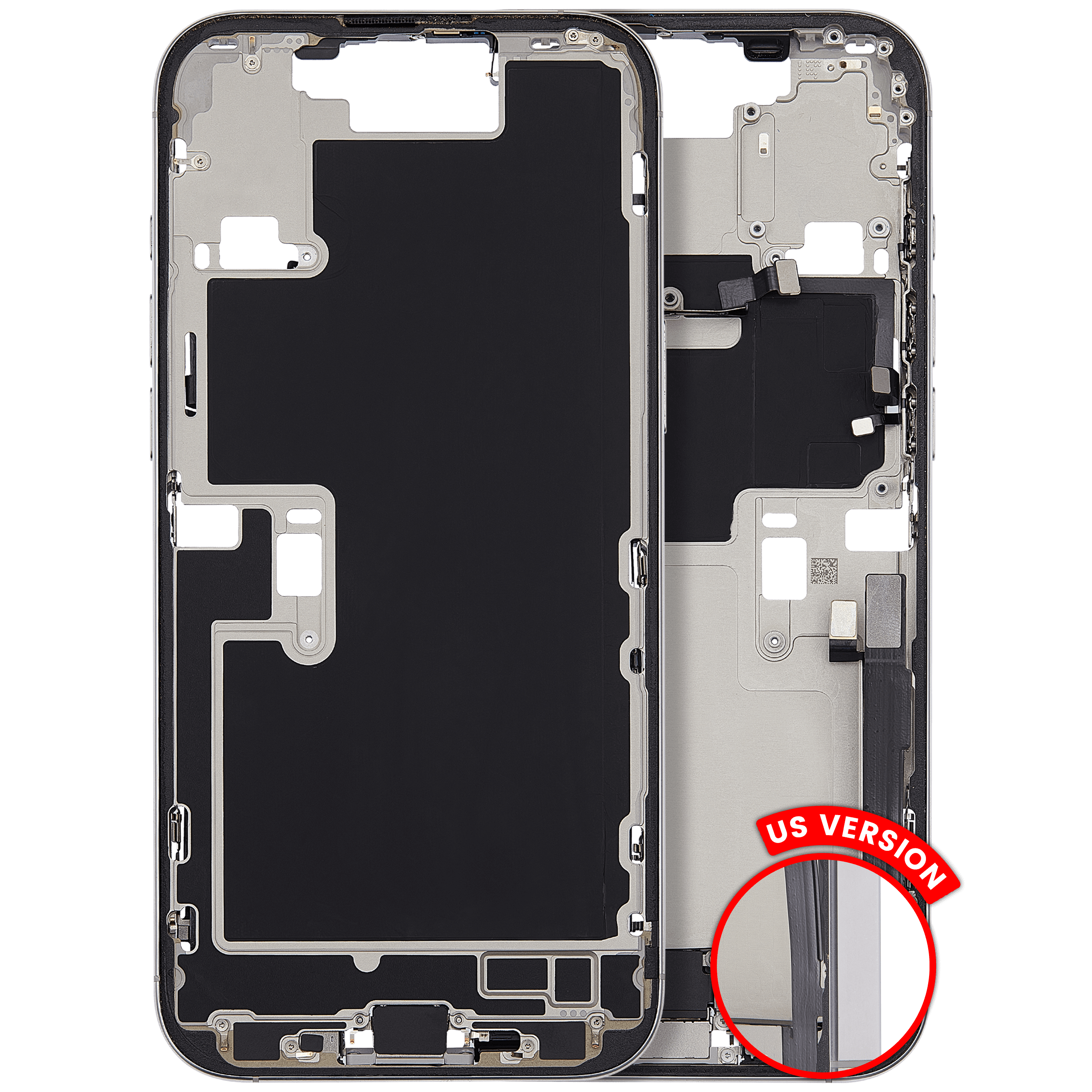 Midframe/Housing with Charging Port Flex and Small Parts for iPhone 16 Pro Max (US Version) (Used OEM Pull, C Quality) (White Titanium)
