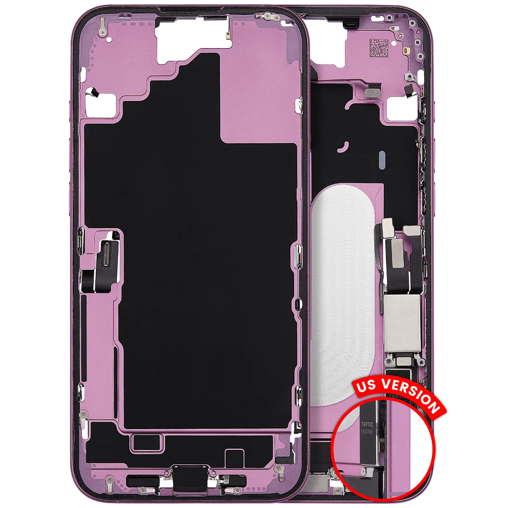 Midframe/Frame with Charging Port Flex Cable and Small Parts for iPhone 16 Plus (US Version) Used OEM Part, Grade B, Pink