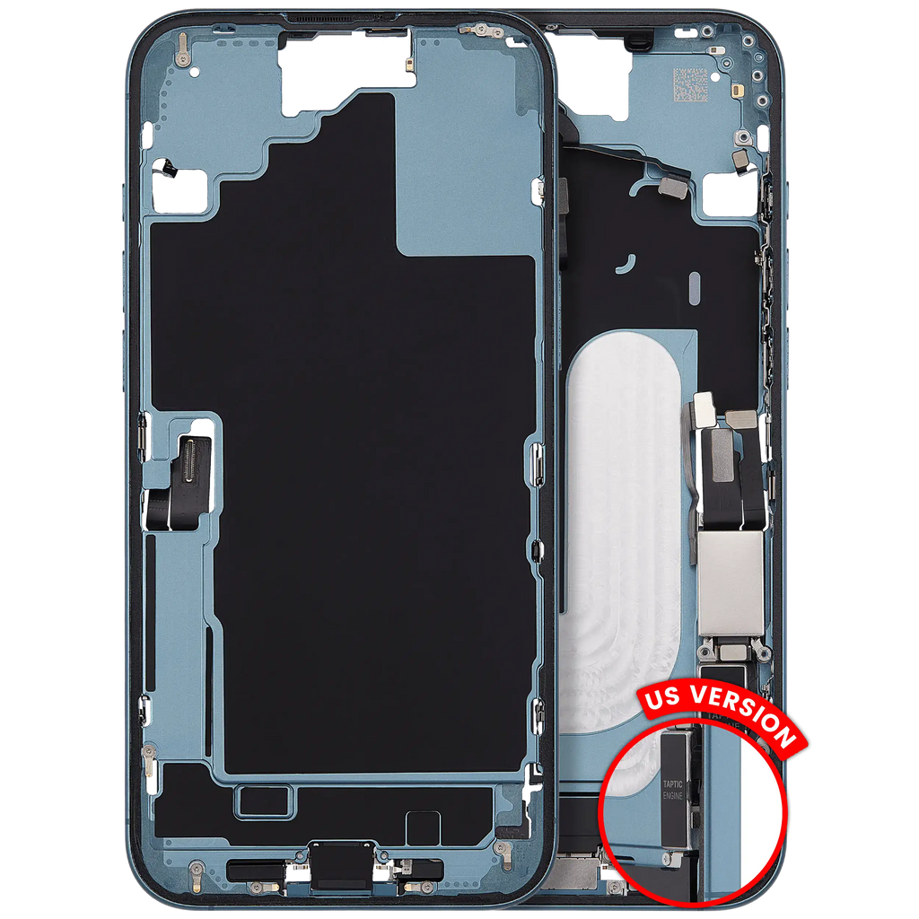 Midframe/Frame with Charging Port Flex & Small Parts for iPhone 16 Plus (US Version) (Used OEM Pull, Quality B) (Teal)