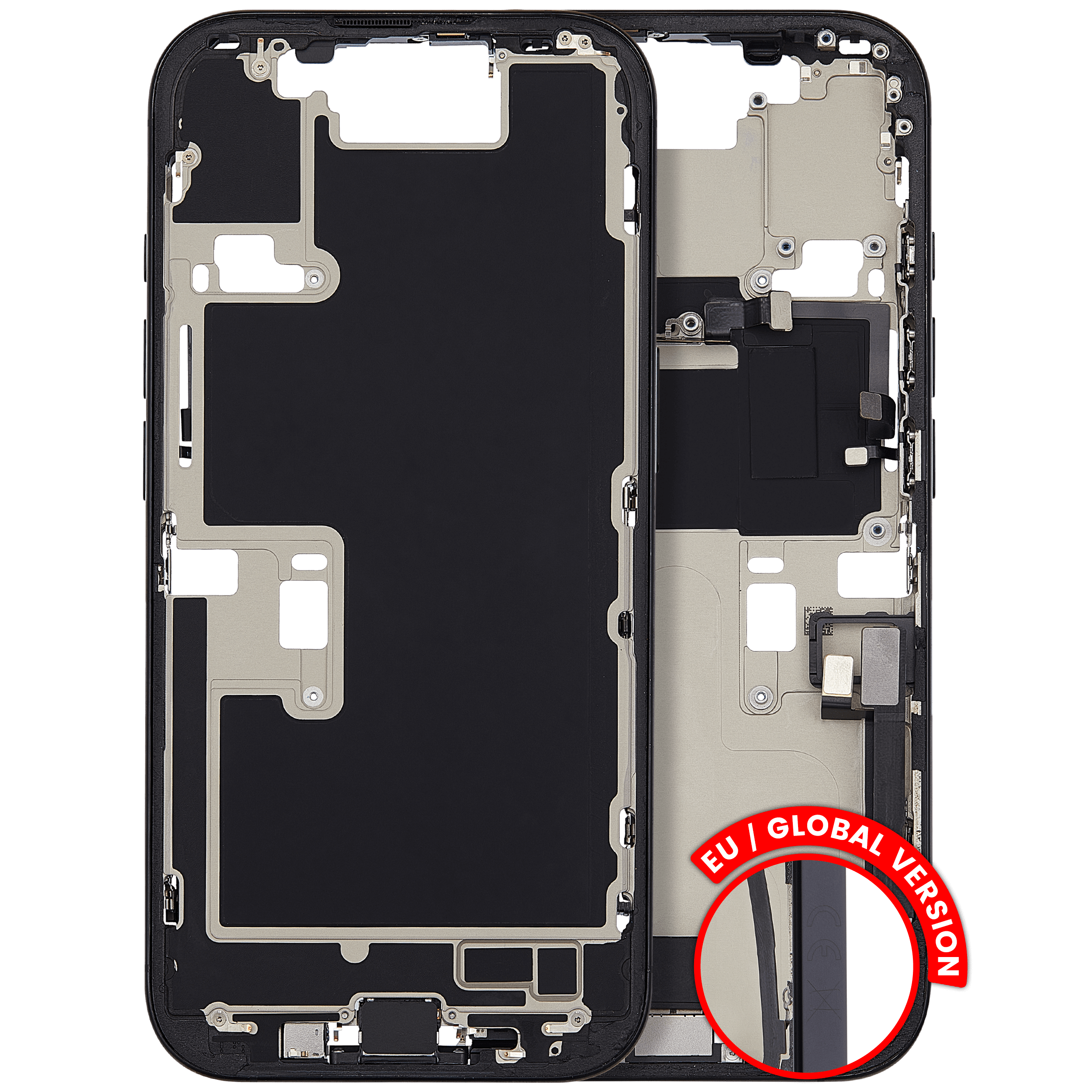 Midframe/Rahmen + Ladebuchse Flex + Kleinteile für iPhone 16 Pro OEM C Schwarz T