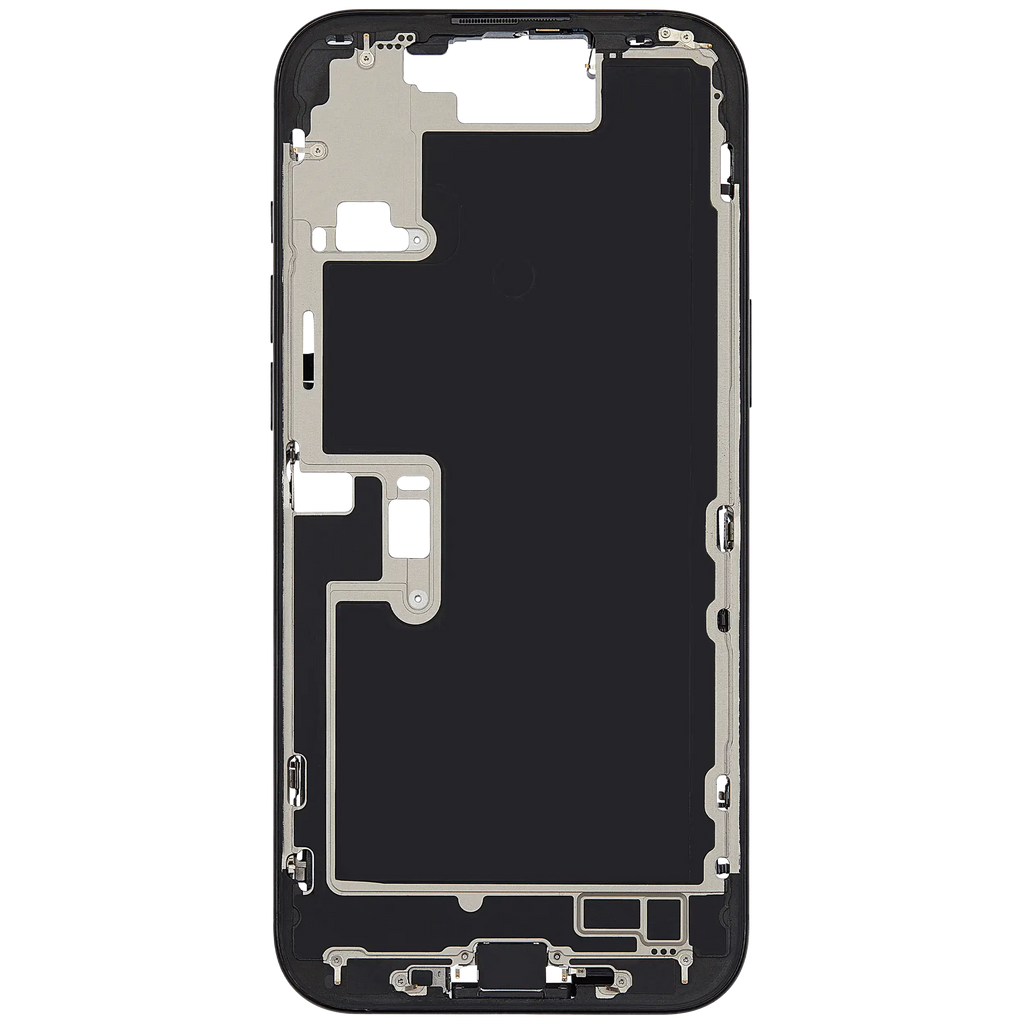 Midframe/Frame with Charging Port Flex and Small Parts for iPhone 16 Pro Max (US Version) – Used OEM Pulled, Grade A (Black Titanium)
