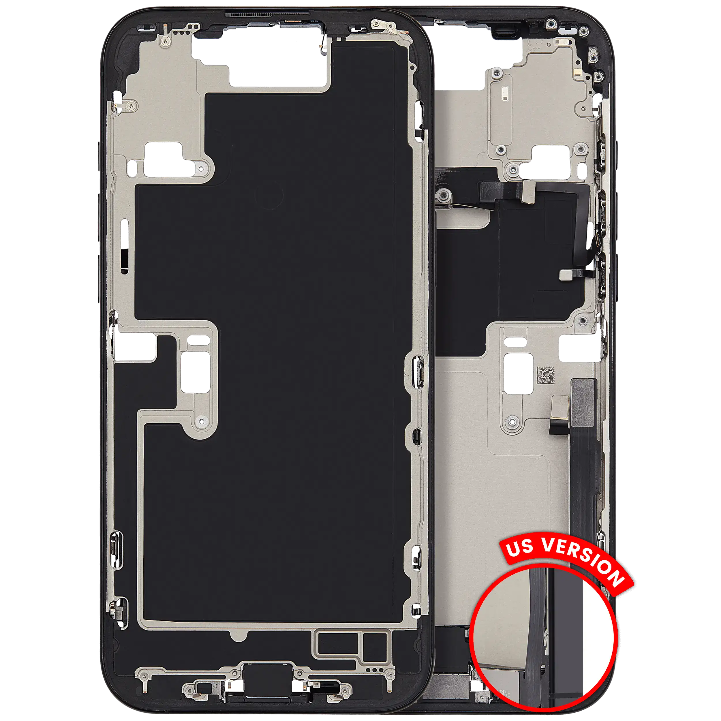 Midframe/Frame with Charging Port Flex and Small Parts for iPhone 16 Pro Max (US Version) – Used OEM Pulled, Grade A (Black Titanium)