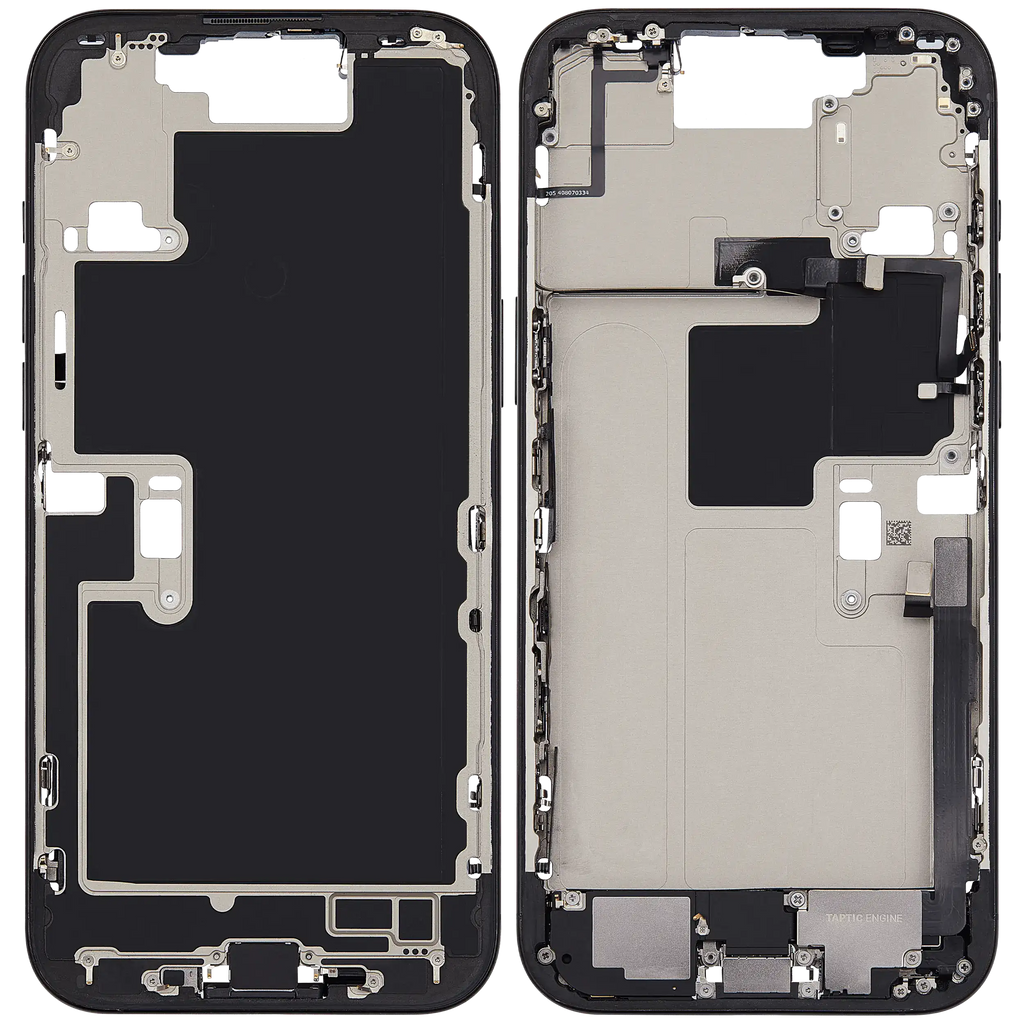 Midframe/Frame with Charging Port Flex and Small Parts for iPhone 16 Pro Max (US Version) – Used OEM Pulled, Grade A (Black Titanium)