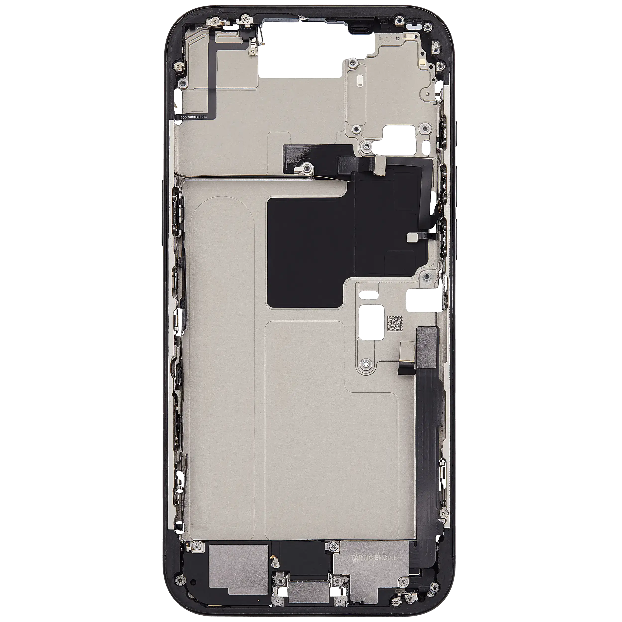 Midframe/Frame with Charging Port Flex and Small Parts for iPhone 16 Pro Max (US Version) – Used OEM Pulled, Grade A (Black Titanium)