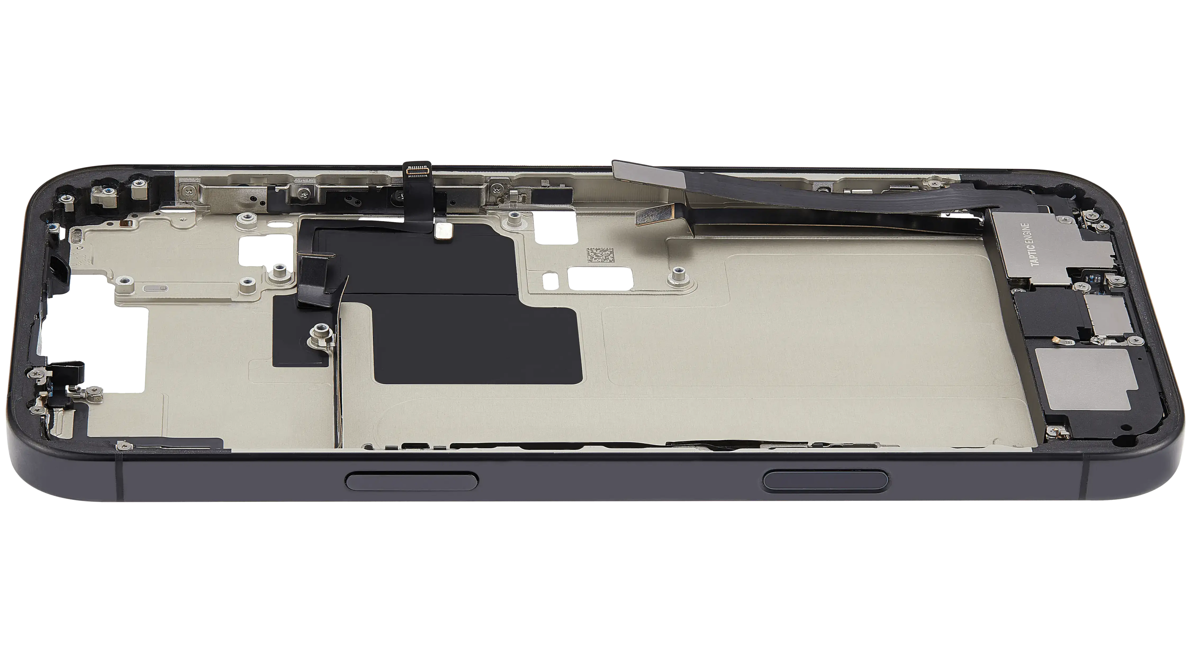 Midframe/Frame with Charging Port Flex and Small Parts for iPhone 16 Pro Max (US Version) – Used OEM Pulled, Grade A (Black Titanium)
