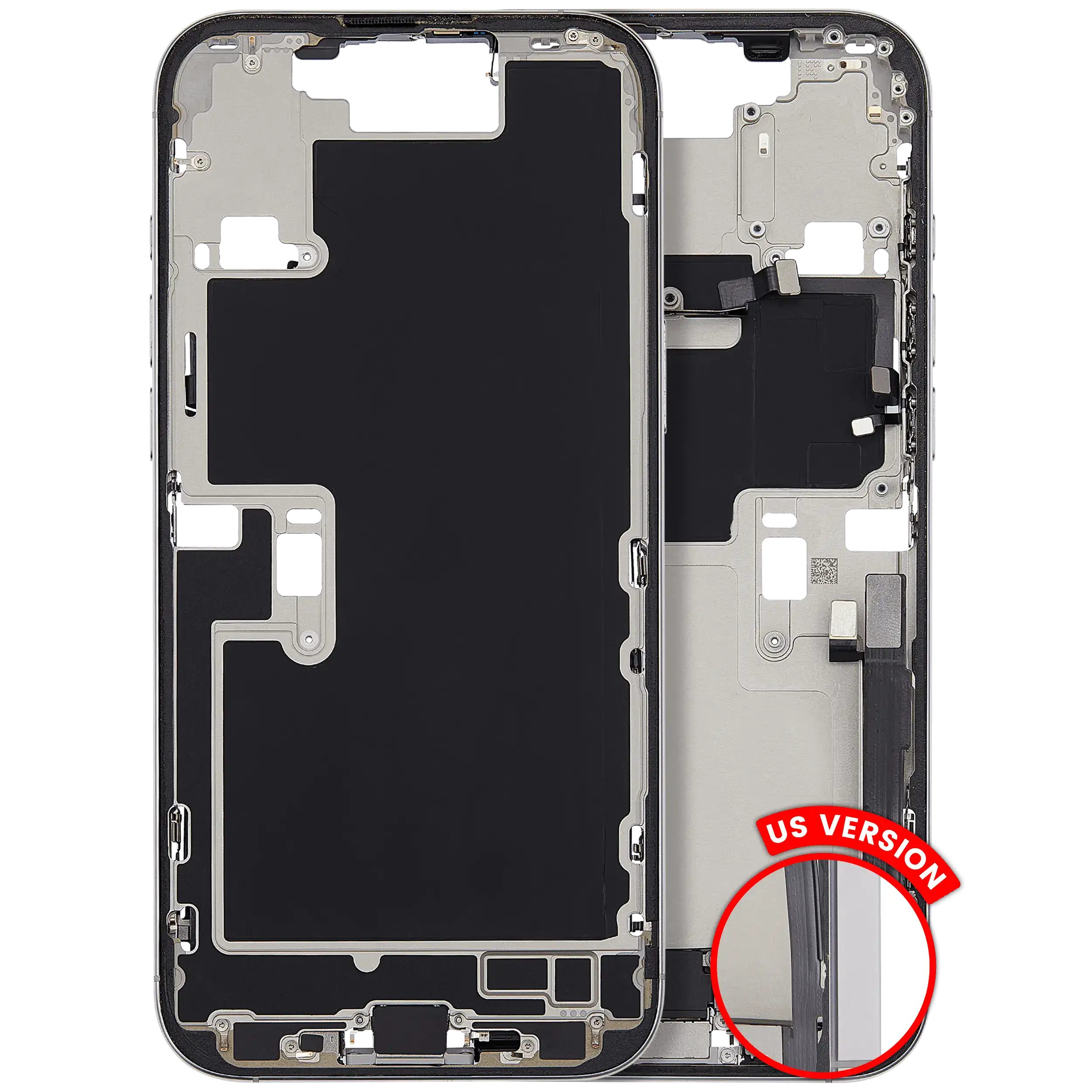 Midframe/Frame with Charging Port Flex and Small Parts for iPhone 16 Pro Max (US Version) (Used OEM, Quality A) (White Titanium)