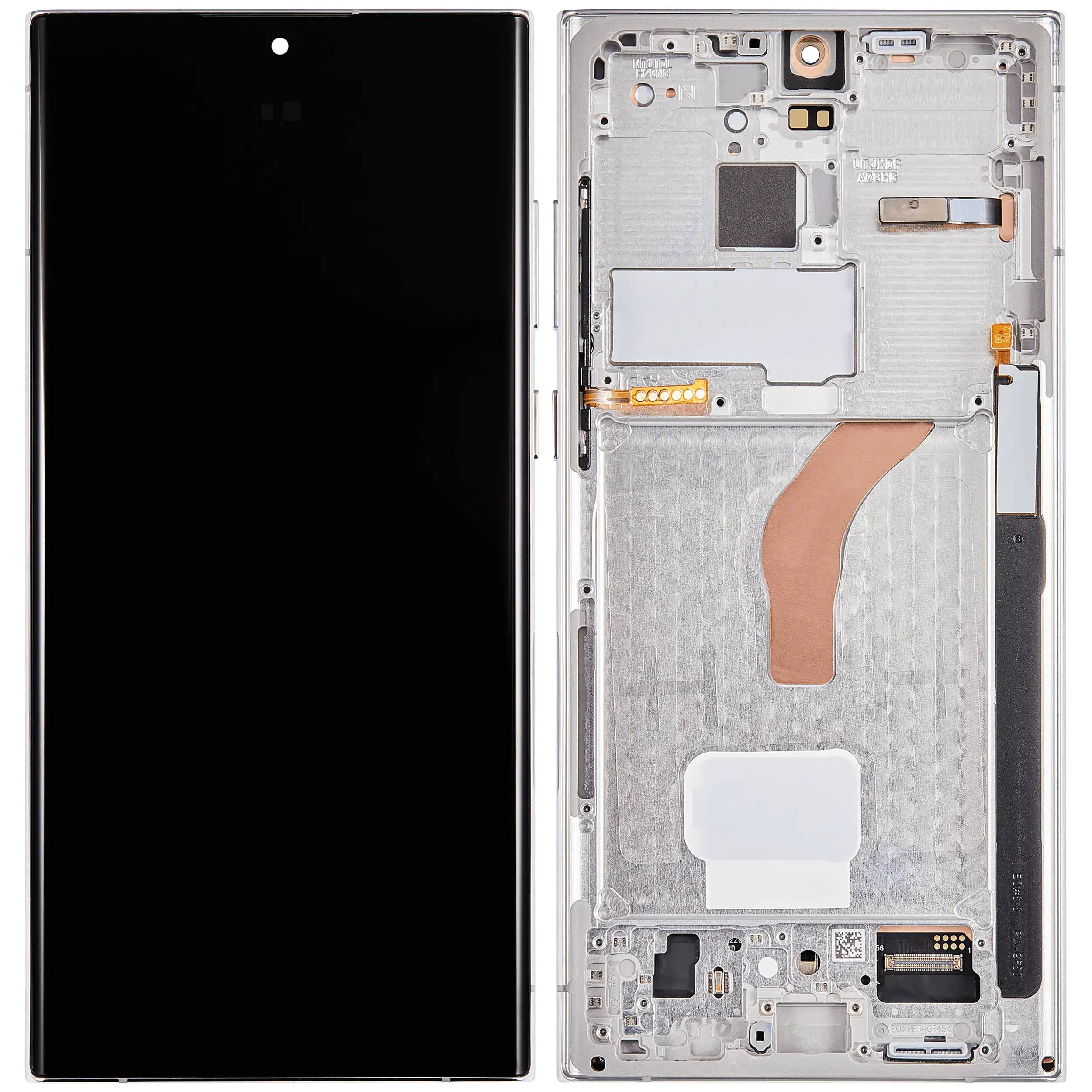 OLED-Baustein mit Rahmen, Samsung S22 Ultra, Phantom White, Aftermarket Pro