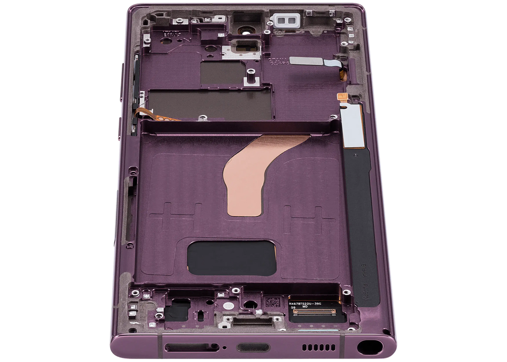 OLED-Display mit Rahmen Samsung Galaxy S22 Ultra Burgundy Aftermarket Pro 120Hz