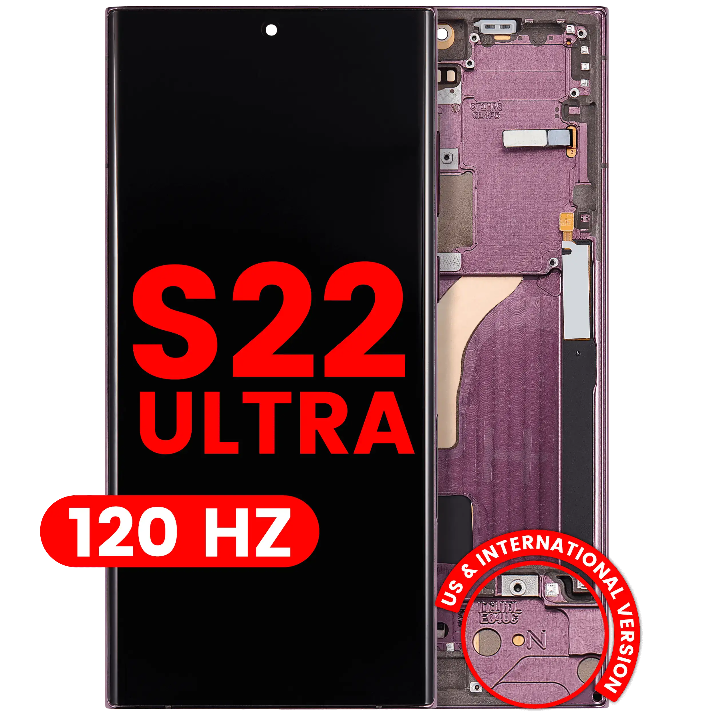 OLED-Display mit Rahmen Samsung Galaxy S22 Ultra Burgundy Aftermarket Pro 120Hz