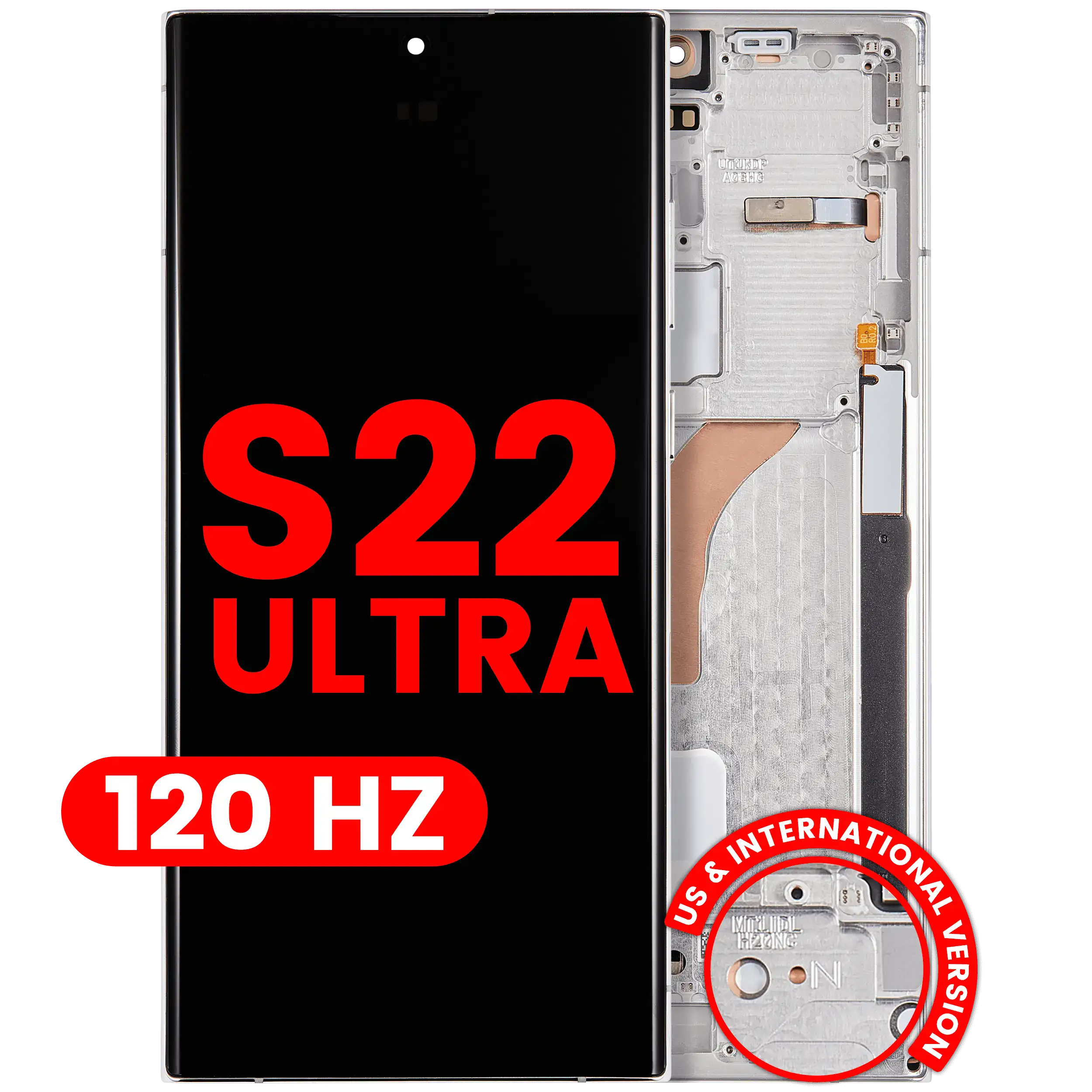 OLED-Baustein mit Rahmen, Samsung S22 Ultra, Phantom White, Aftermarket Pro