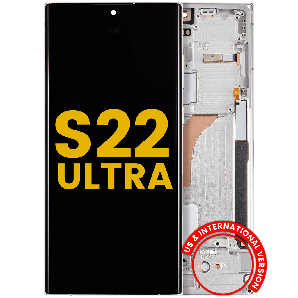 OLED Display with Frame for Samsung Galaxy S22 Ultra 5G (US & International Version) (Refurbished) (Phantom White)