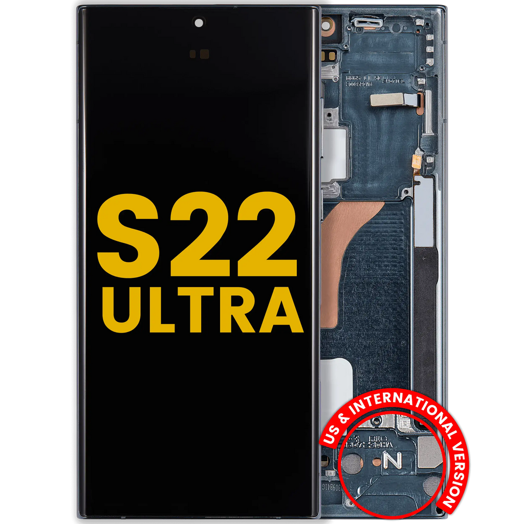 OLED-Display mit Rahmen für Samsung Galaxy S22 Ultra Grün (Refurbished)